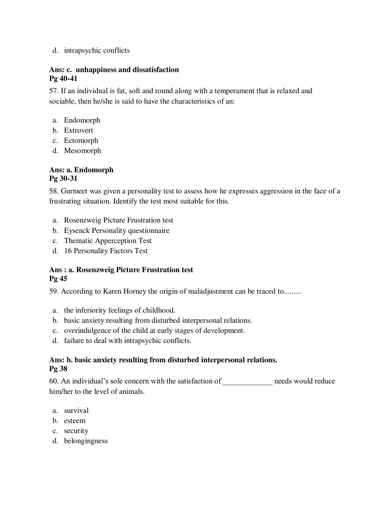 CBSE Class 12th Psychology Sample Question Paper Answer Key 2021-22 - Page 18