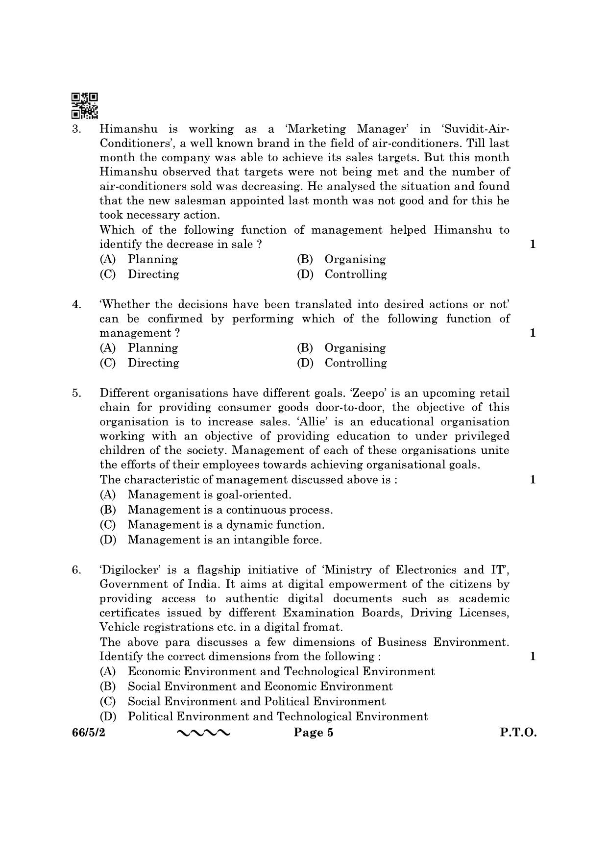 CBSE Class 12 66-5-2 Business Studies 2023 Question Paper - Page 5