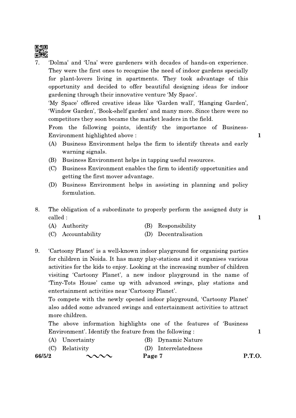 CBSE Class 12 66-5-2 Business Studies 2023 Question Paper - Page 7