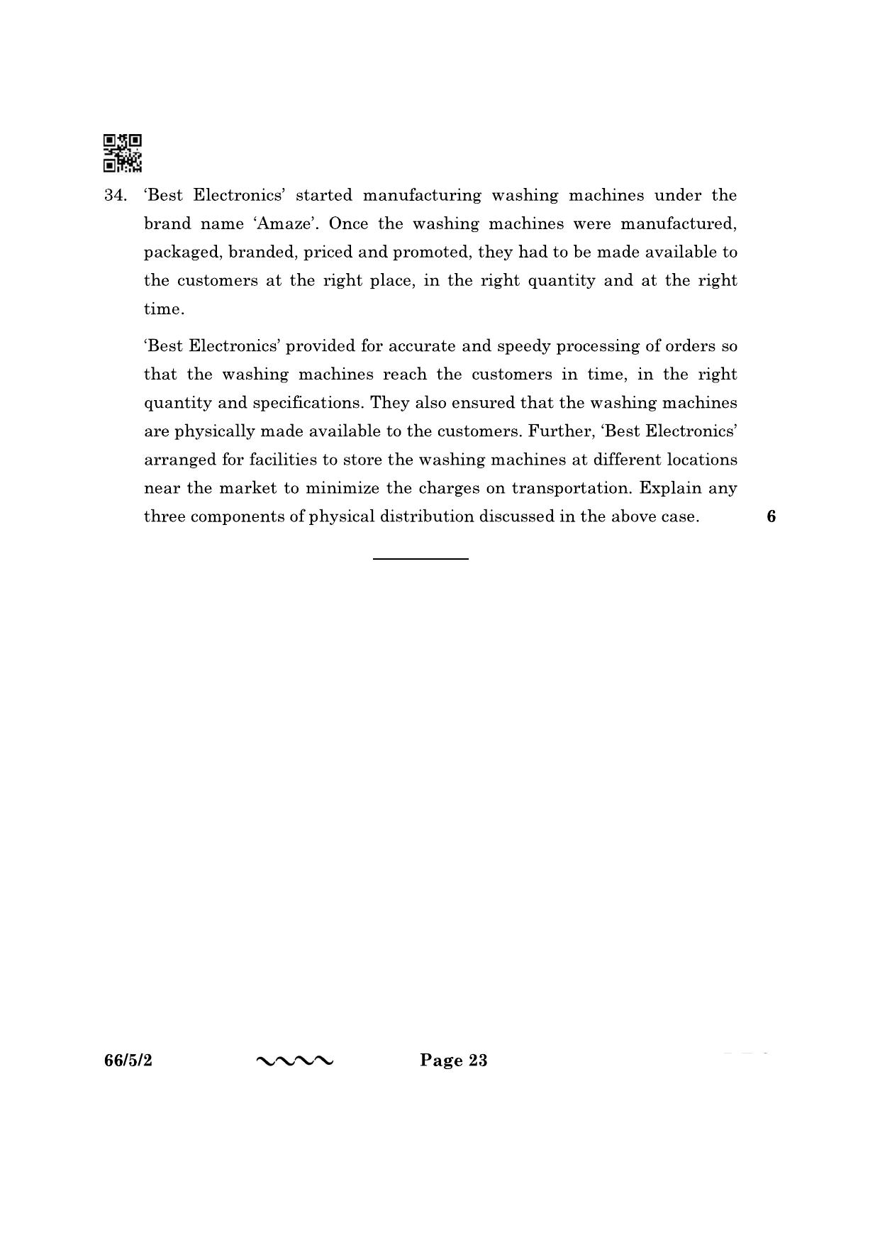 CBSE Class 12 66-5-2 Business Studies 2023 Question Paper - Page 23