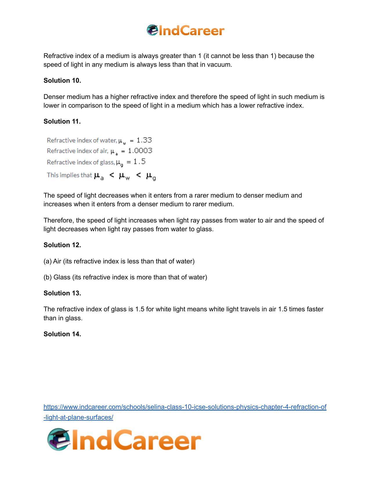 Selina Class 10 ICSE Solutions Physics : Chapter 4- Refraction of Light at Plane Surfaces - Page 5