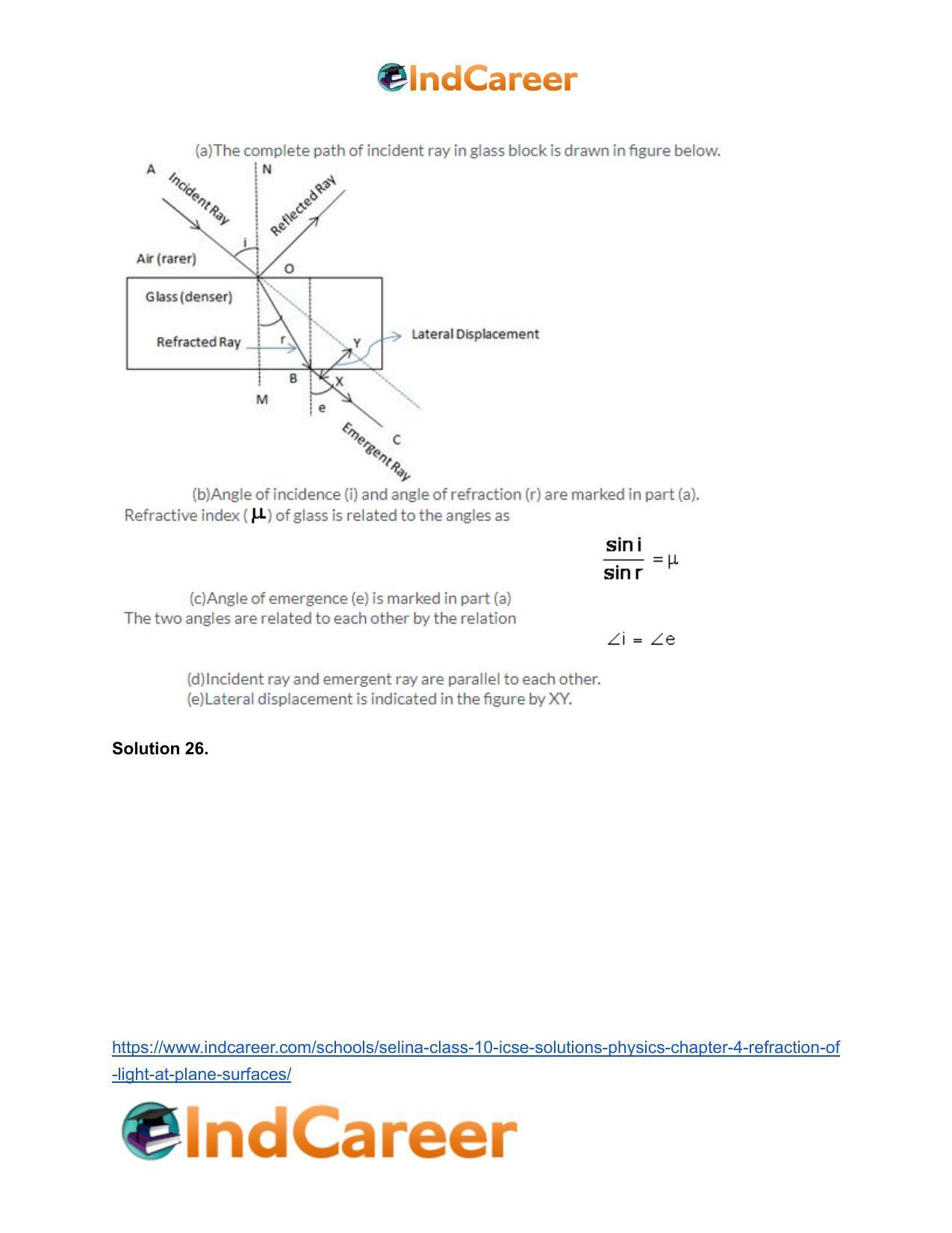 Selina Class 10 ICSE Solutions Physics : Chapter 4- Refraction of Light at Plane Surfaces - Page 9
