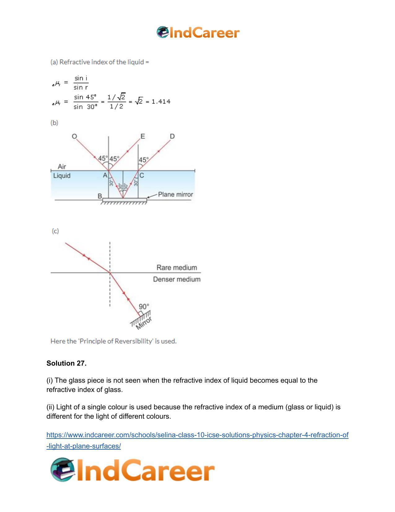 Selina Class 10 ICSE Solutions Physics : Chapter 4- Refraction of Light at Plane Surfaces - Page 10