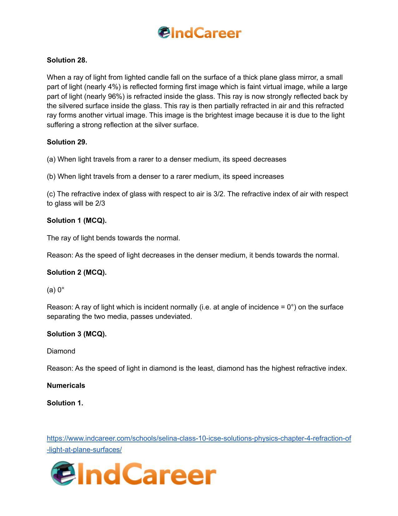 Selina Class 10 ICSE Solutions Physics : Chapter 4- Refraction of Light at Plane Surfaces - Page 11