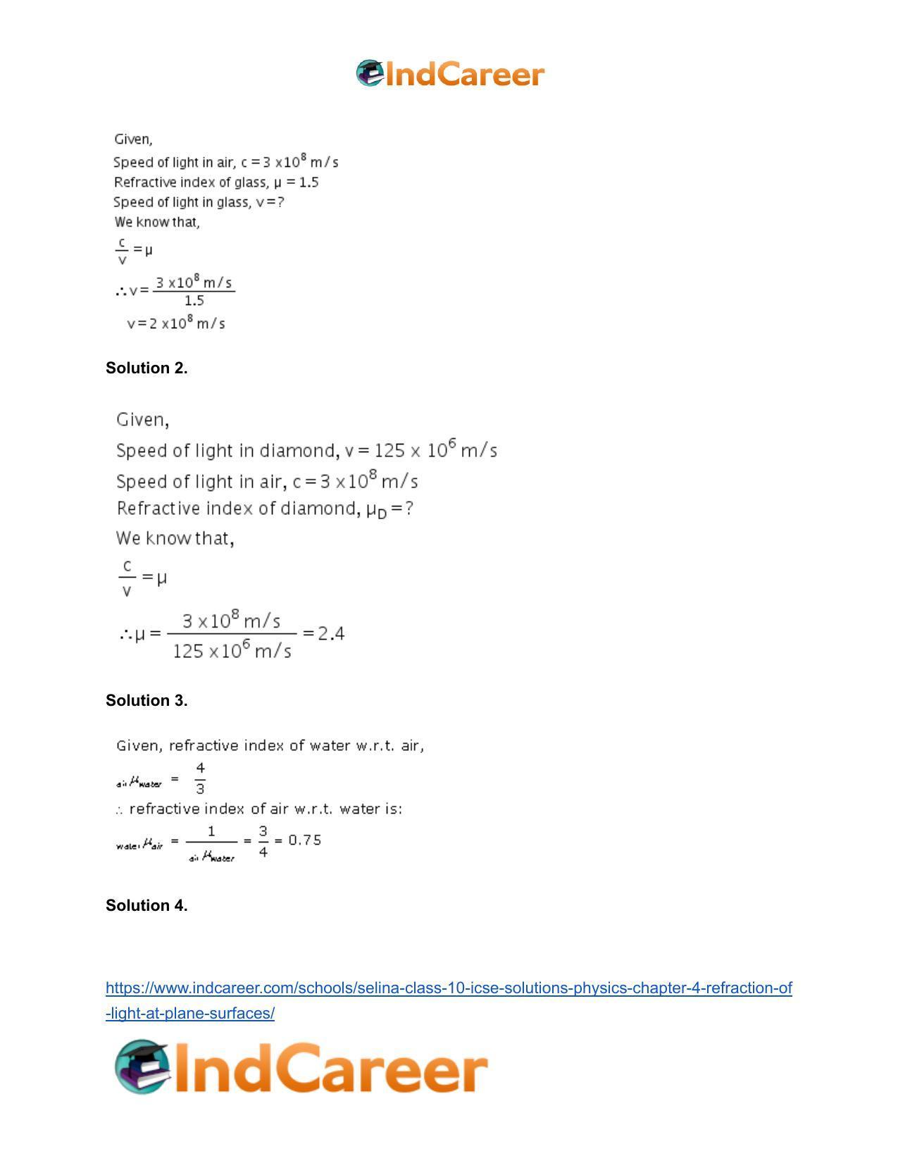 Selina Class 10 ICSE Solutions Physics : Chapter 4- Refraction of Light at Plane Surfaces - Page 12