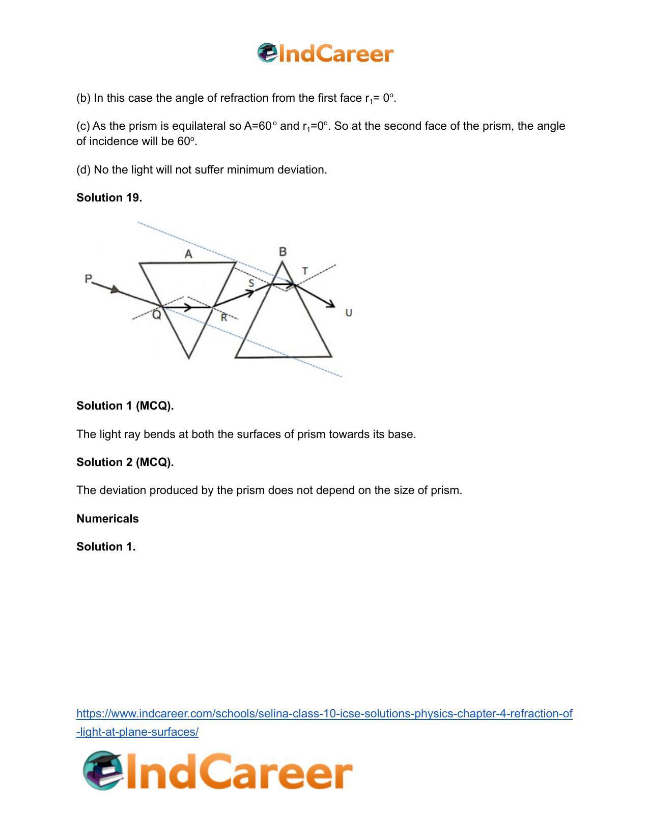 Selina Class 10 ICSE Solutions Physics : Chapter 4- Refraction of Light at Plane Surfaces - Page 18