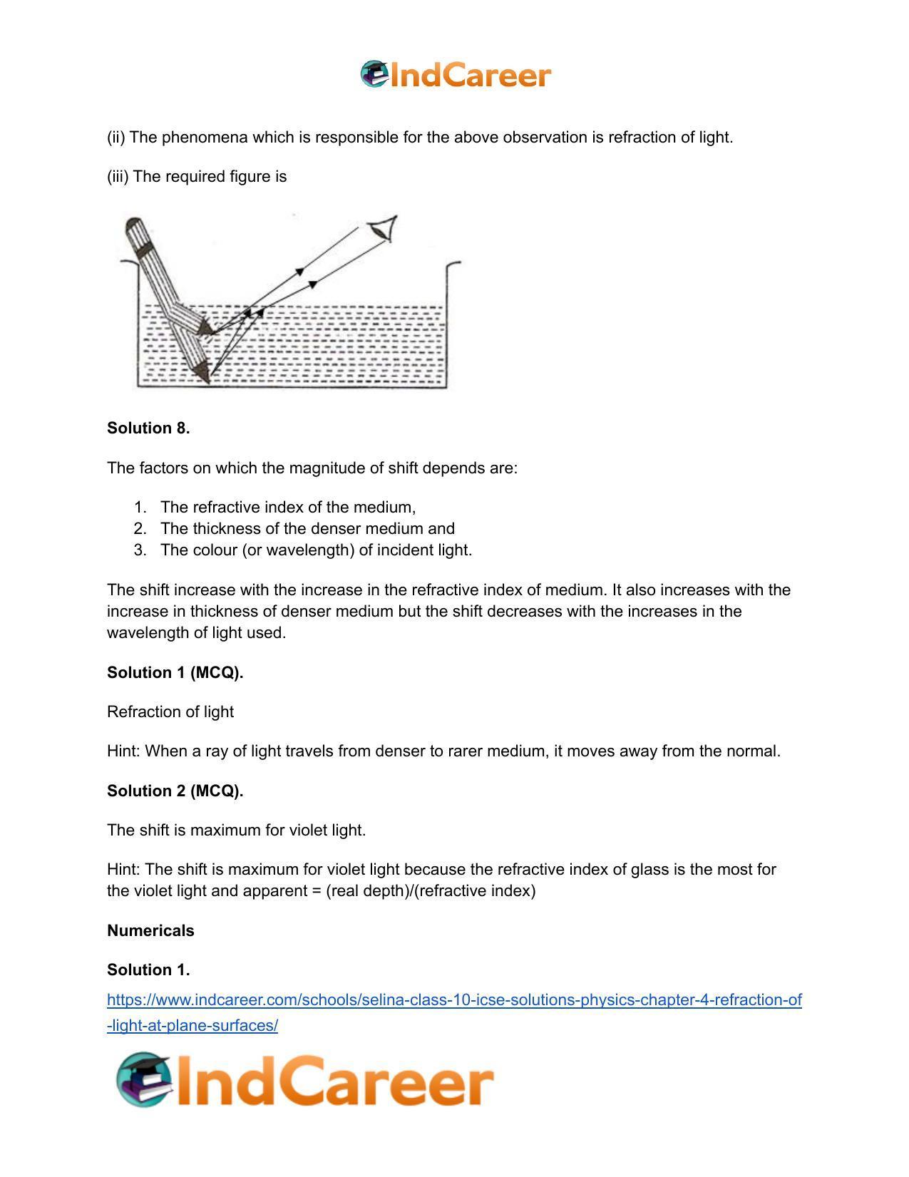 Selina Class 10 ICSE Solutions Physics : Chapter 4- Refraction of Light at Plane Surfaces - Page 23