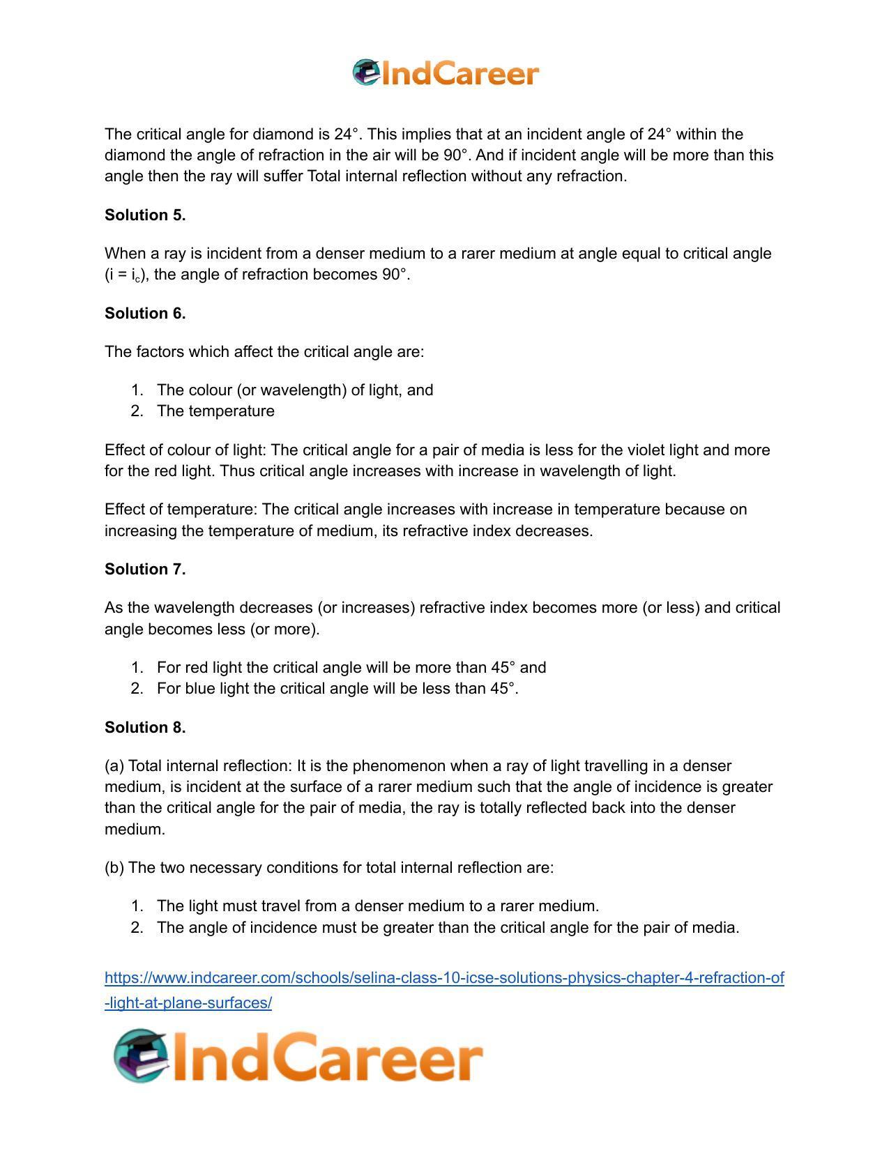 Selina Class 10 ICSE Solutions Physics : Chapter 4- Refraction of Light at Plane Surfaces - Page 26