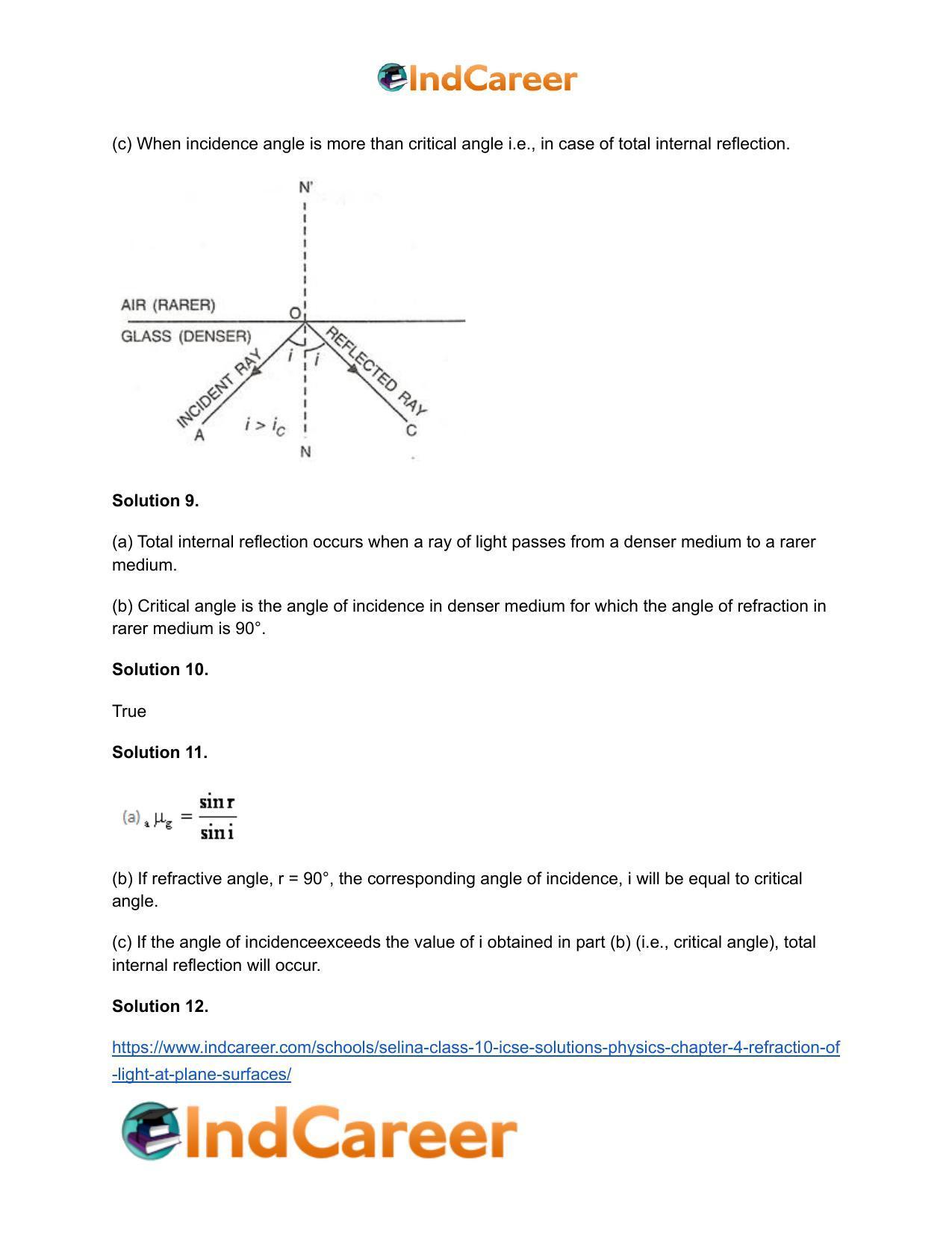 Selina Class 10 ICSE Solutions Physics : Chapter 4- Refraction of Light at Plane Surfaces - Page 27