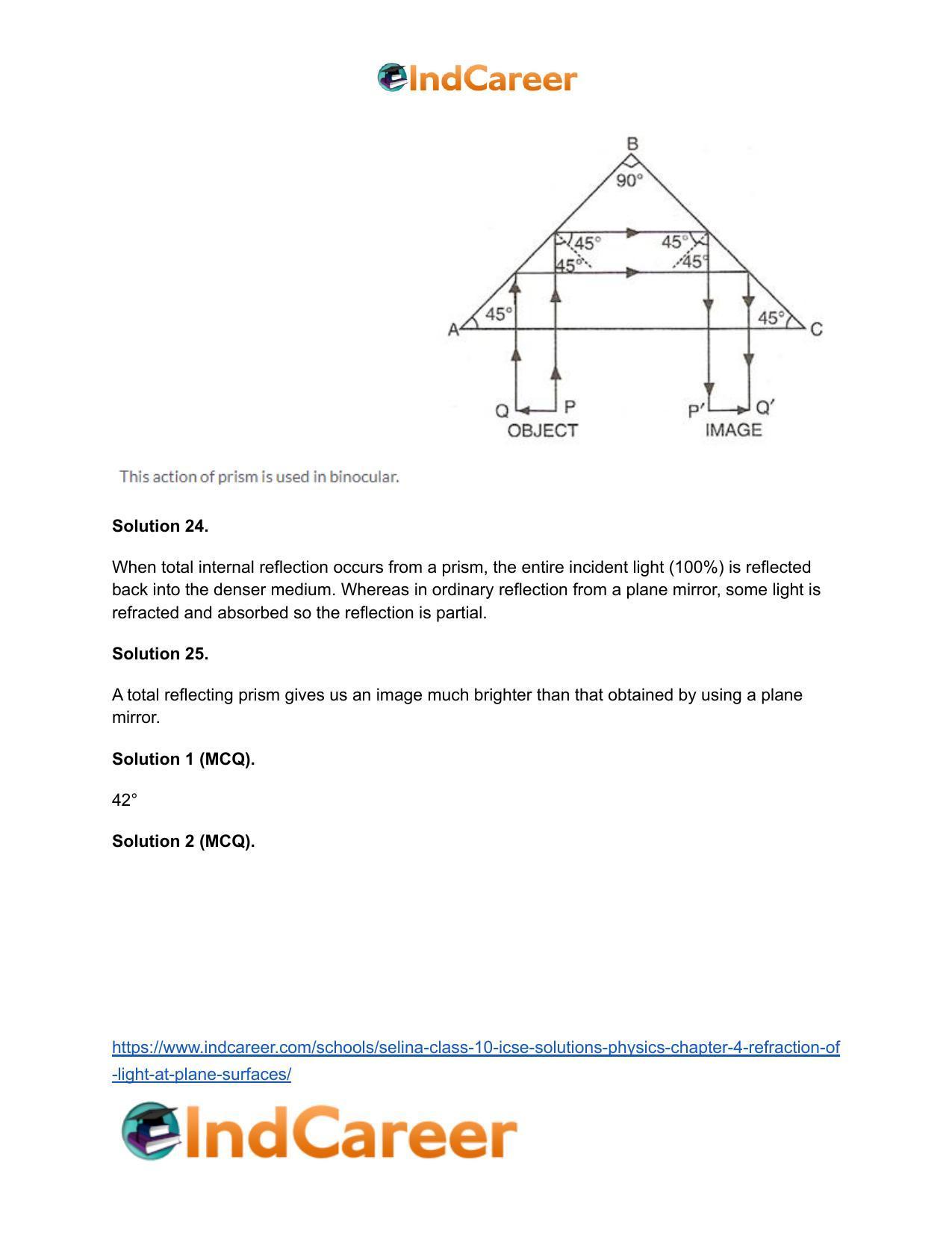 Selina Class 10 ICSE Solutions Physics : Chapter 4- Refraction of Light at Plane Surfaces - Page 35