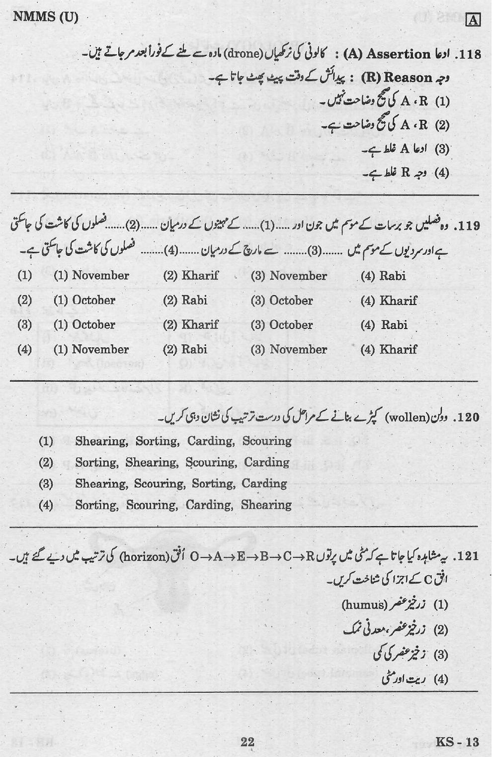 NMMS Feb 2021 - Booklet Code-A (Urdu Medium) - Page 22