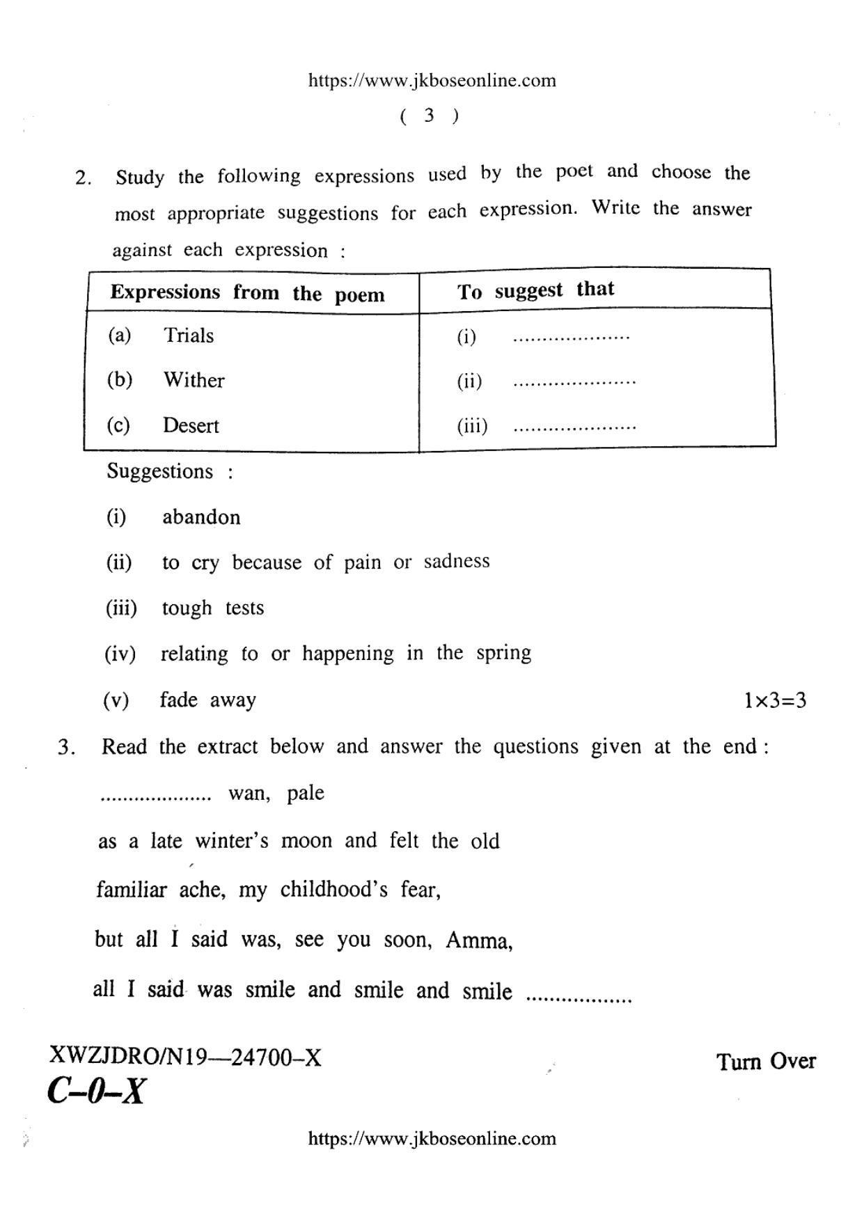 JKBOSE CLASS 10 English 24700-X 2019 - Page 3