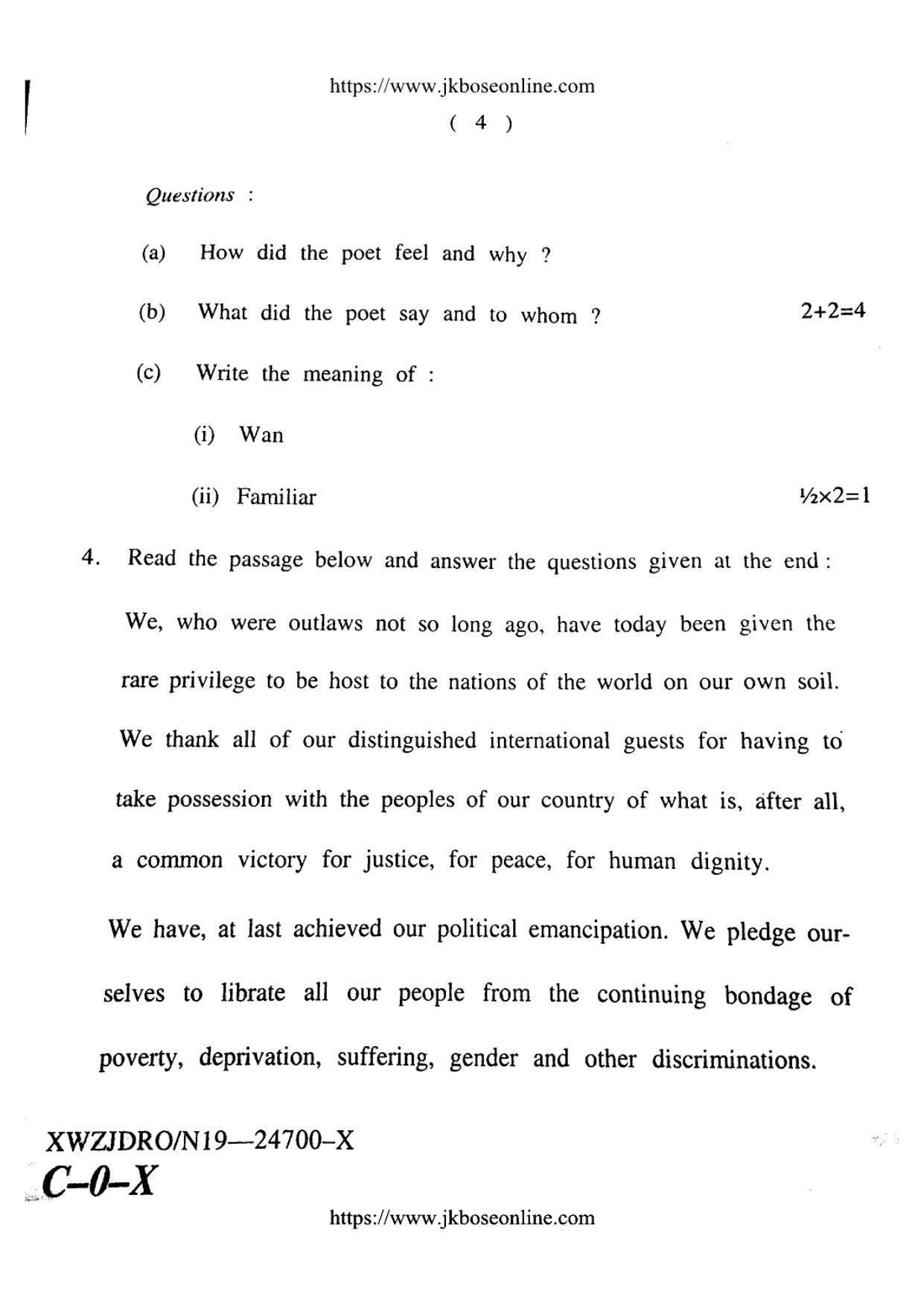 JKBOSE CLASS 10 English 24700-X 2019 - Page 4