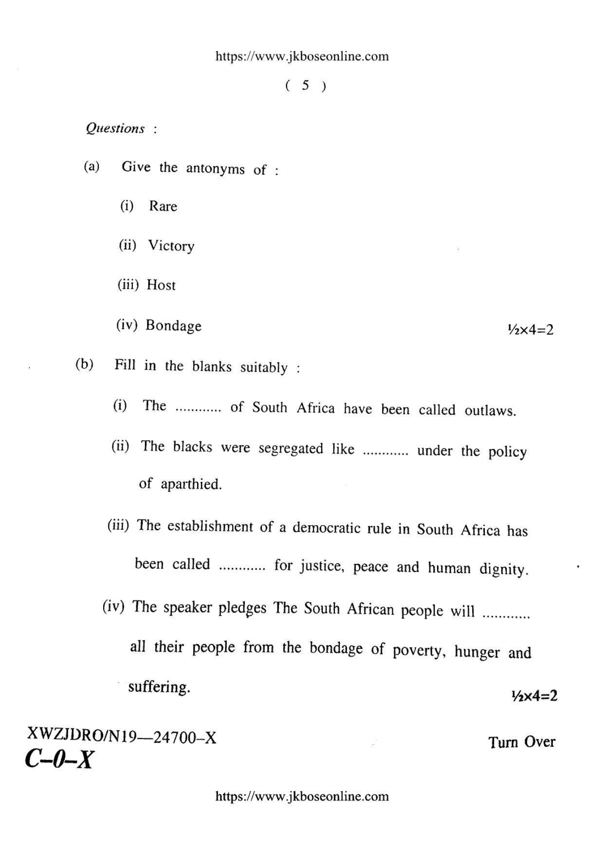 JKBOSE CLASS 10 English 24700-X 2019 - Page 5