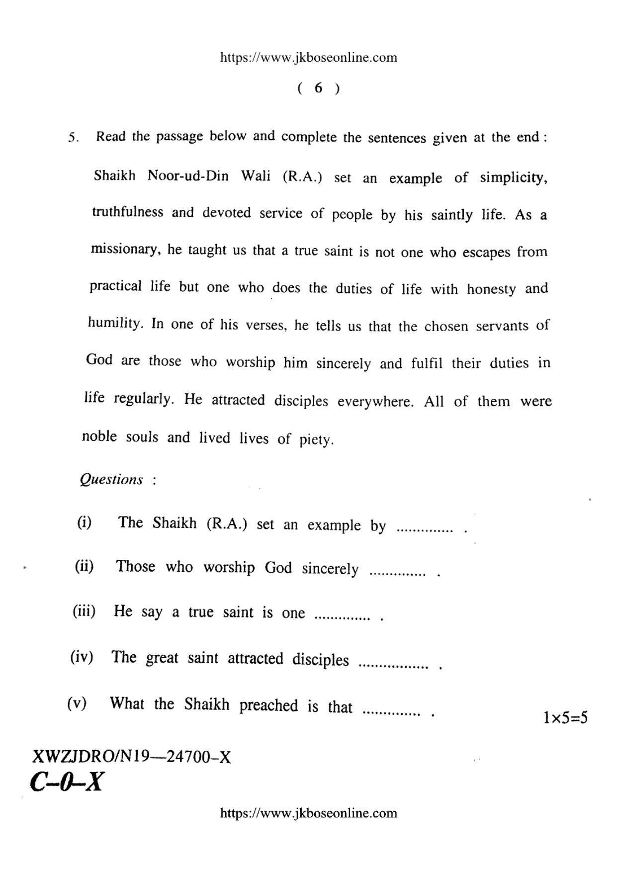 JKBOSE CLASS 10 English 24700-X 2019 - Page 6