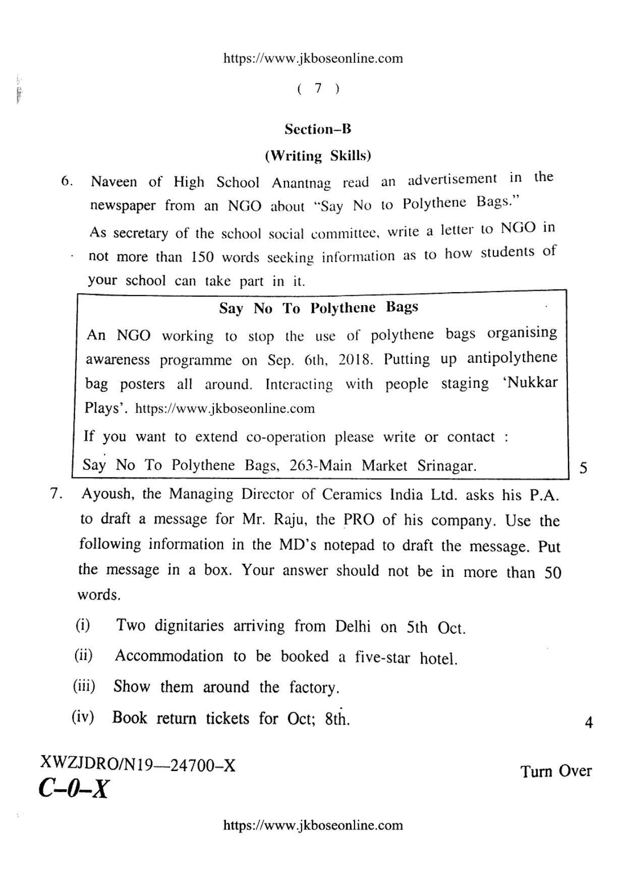 JKBOSE CLASS 10 English 24700-X 2019 - Page 7