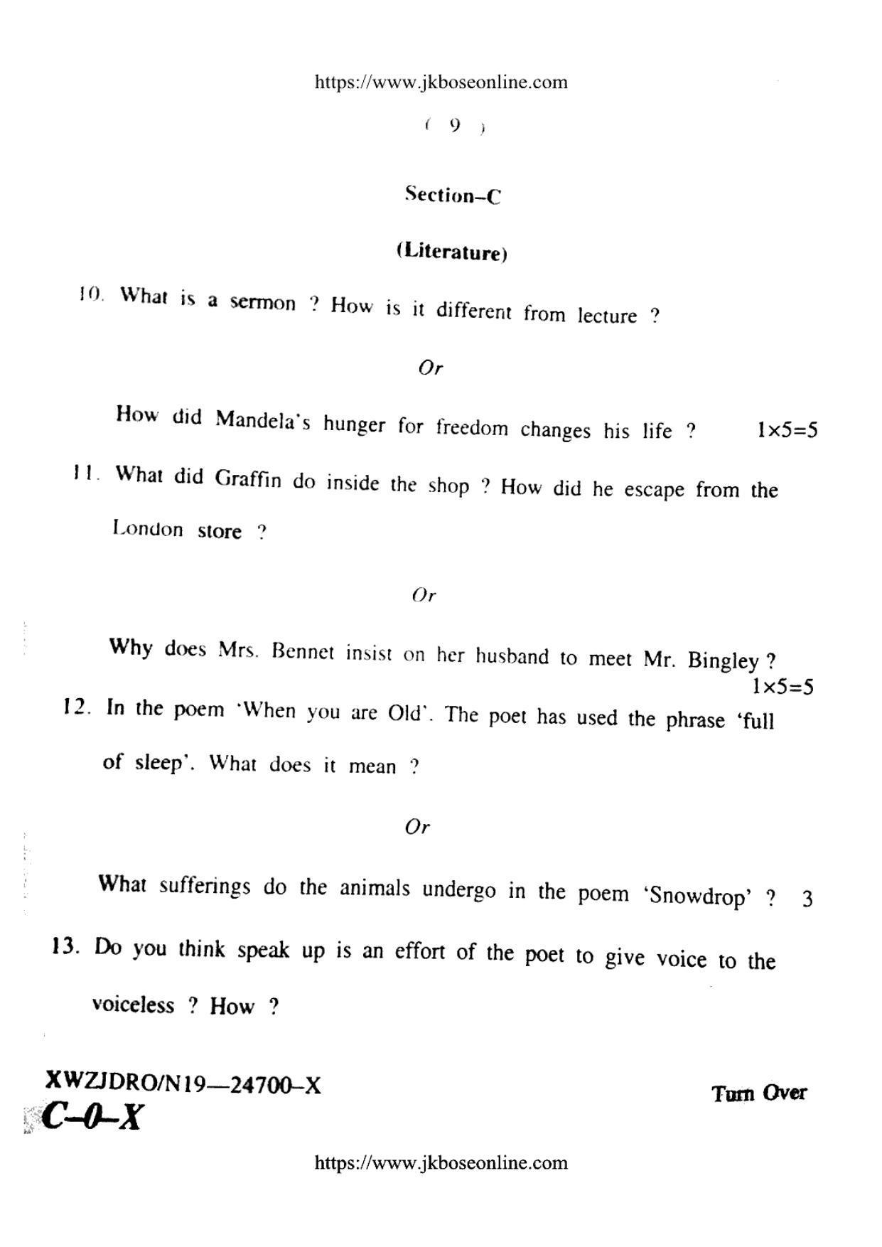 JKBOSE CLASS 10 English 24700-X 2019 - Page 9