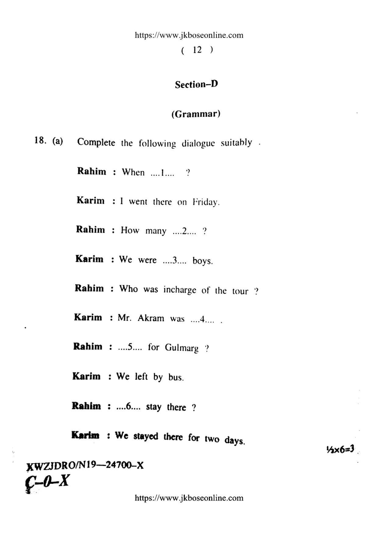 JKBOSE CLASS 10 English 24700-X 2019 - Page 12