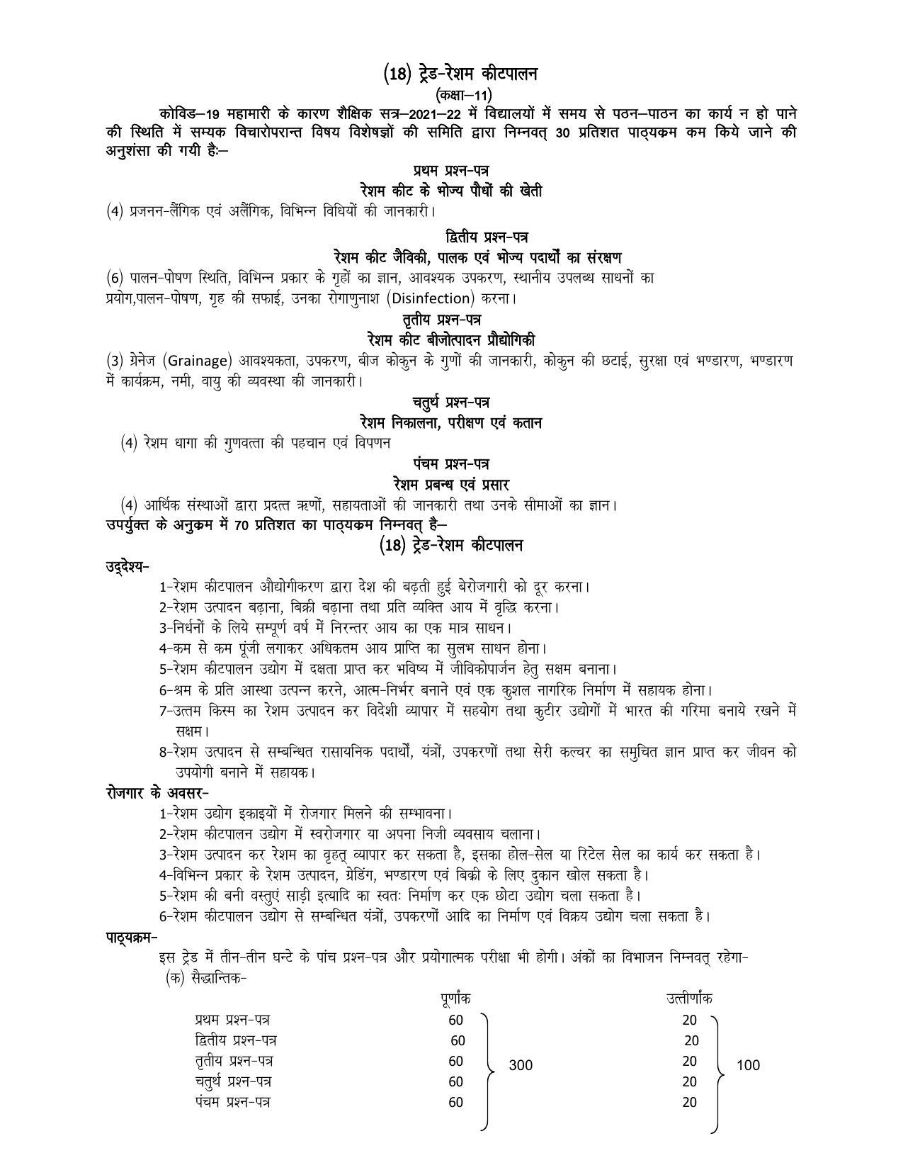 UP Board 11th Syllabus Trade-16 Sericulture - Page 1