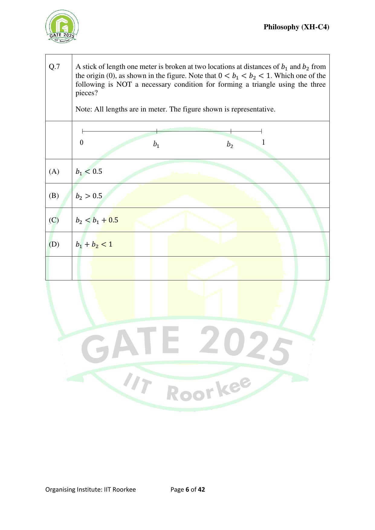 GATE 2025 Humanities & Social Sciences - Philosophy (XH-C4) Question Paper - Page 6