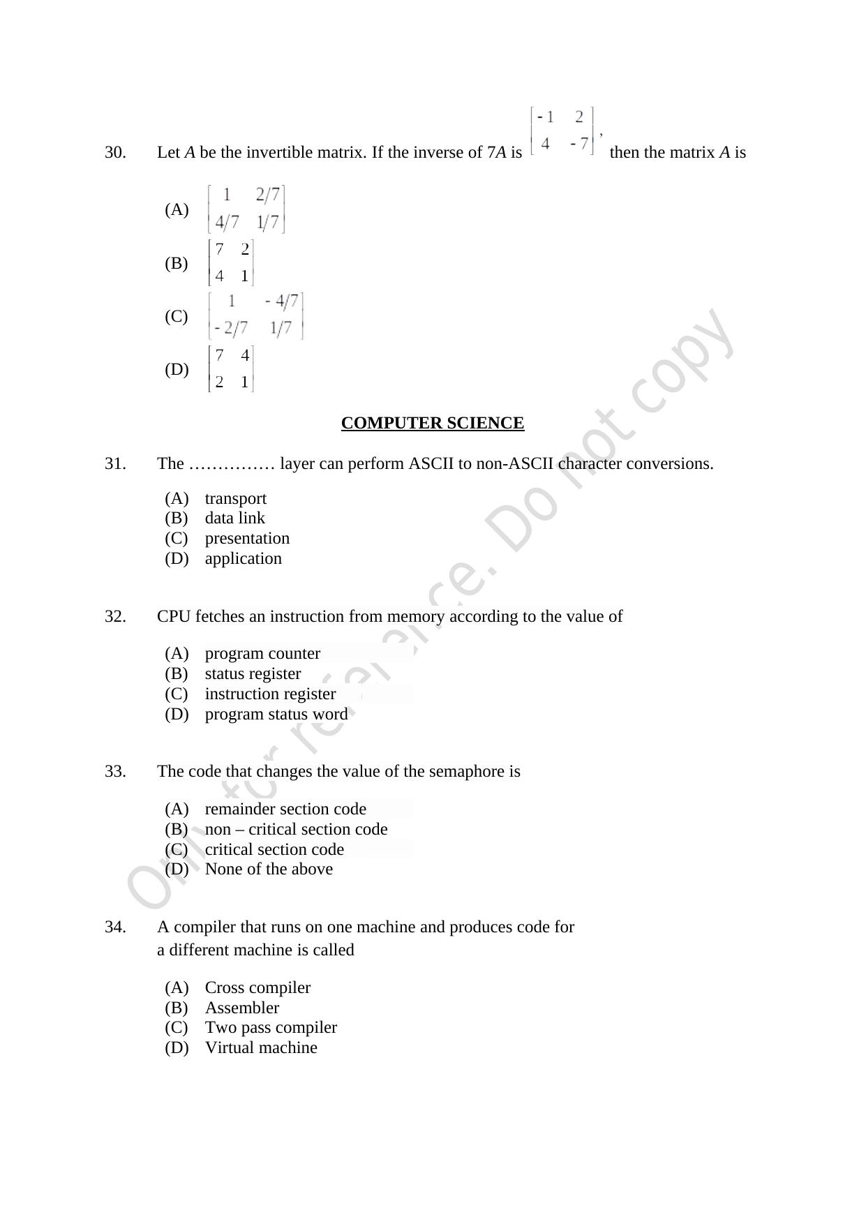 CUSAT CAT 2021 M.Voc Mobile Phone Applications Development Question Paper - Page 7
