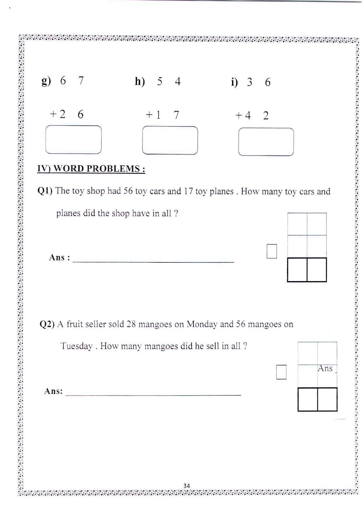 Worksheets for Class 2 Maths Assignment 147 Addition - Page 2