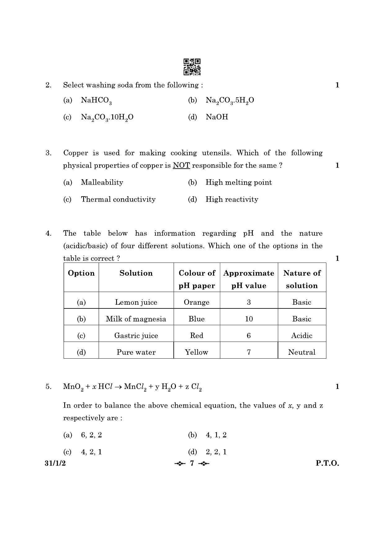 CBSE Class 10 31-1-2 Science 2023 Question Paper - Page 7