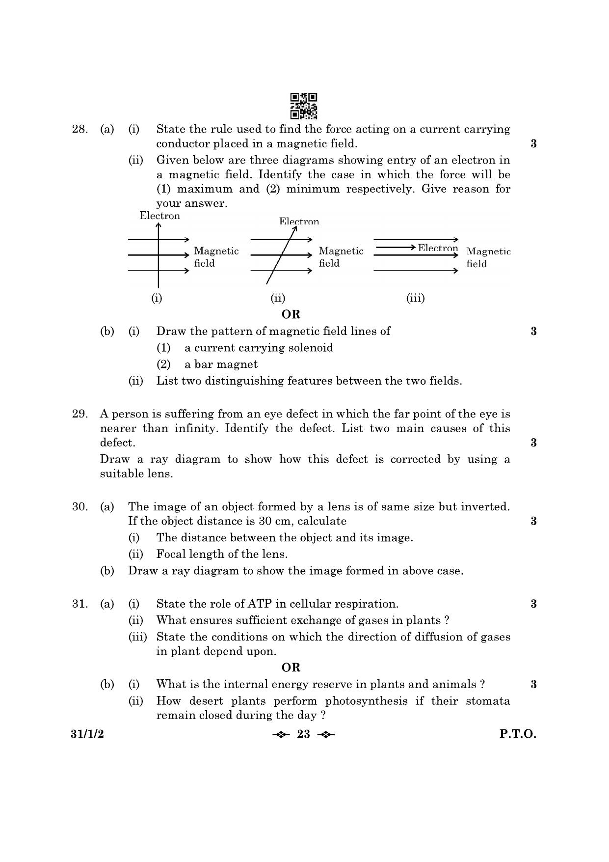 CBSE Class 10 31-1-2 Science 2023 Question Paper - Page 23