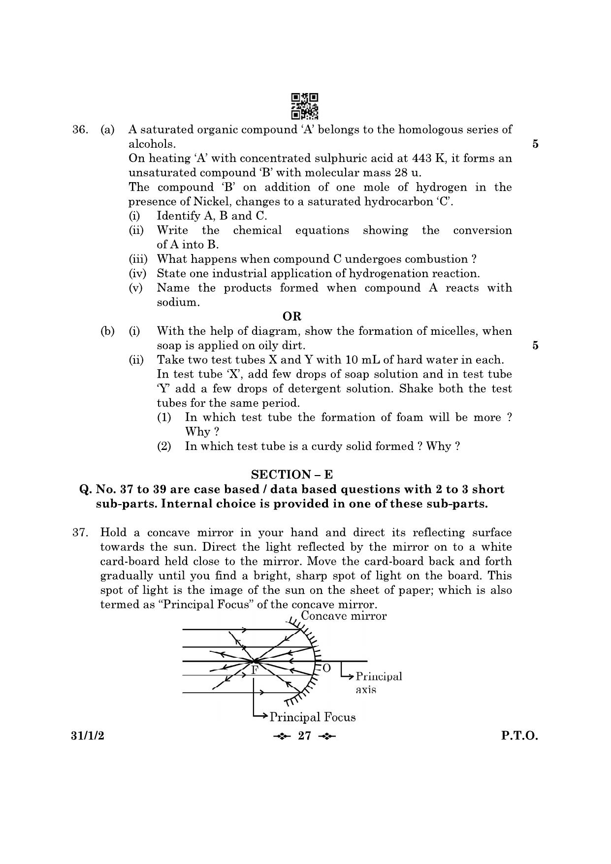 CBSE Class 10 31-1-2 Science 2023 Question Paper - Page 27