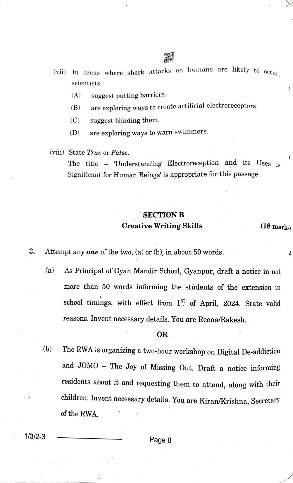 1/3/2 English Core Set 2 2024 Question Paper - Page 8