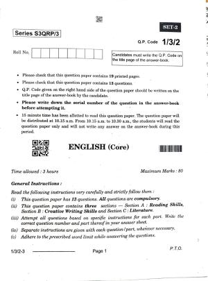 1/3/2 English Core Set 2 2024 Question Paper