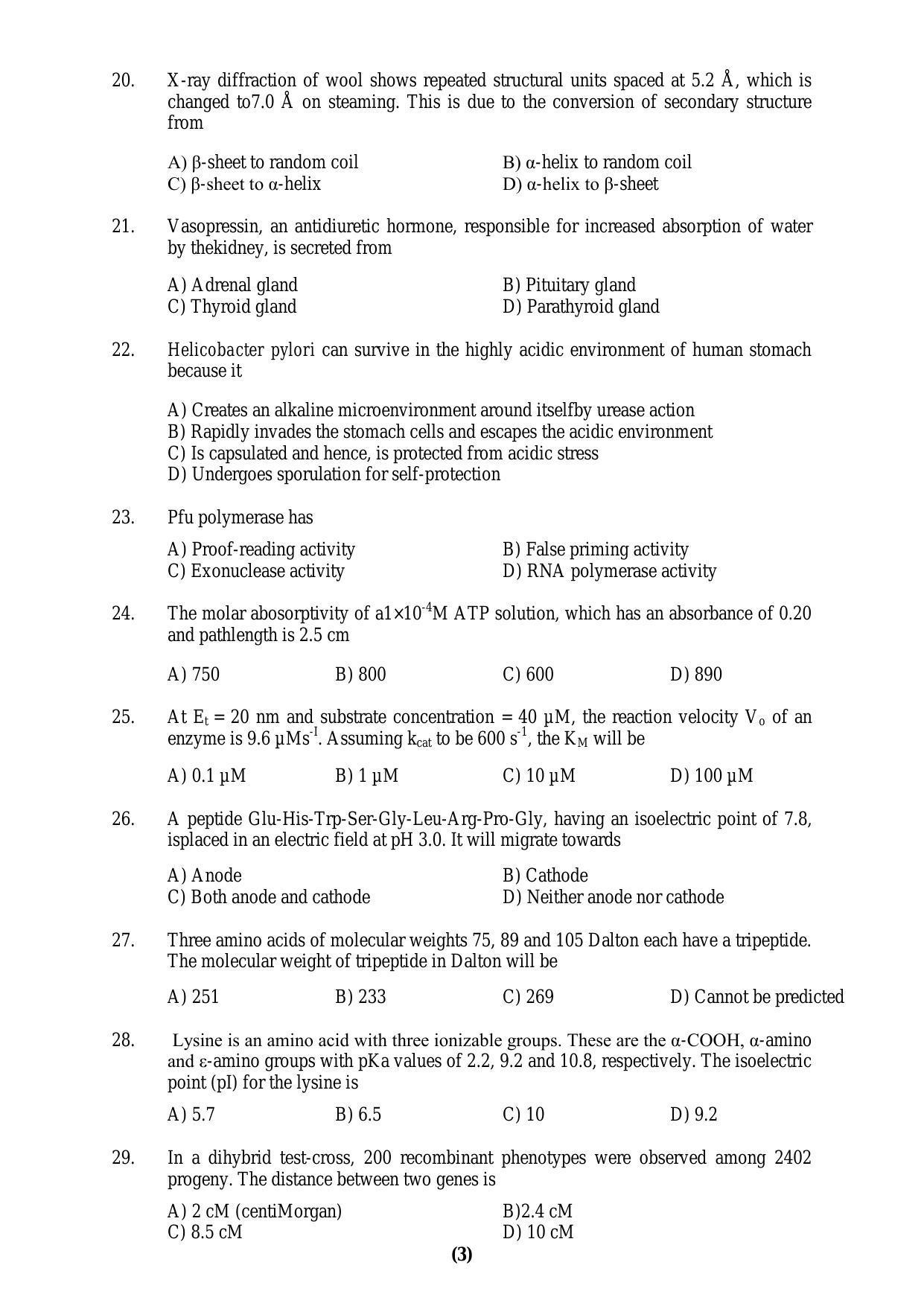 PU MPET Biotechnology Engineering 2016 Question Paper - Page 3