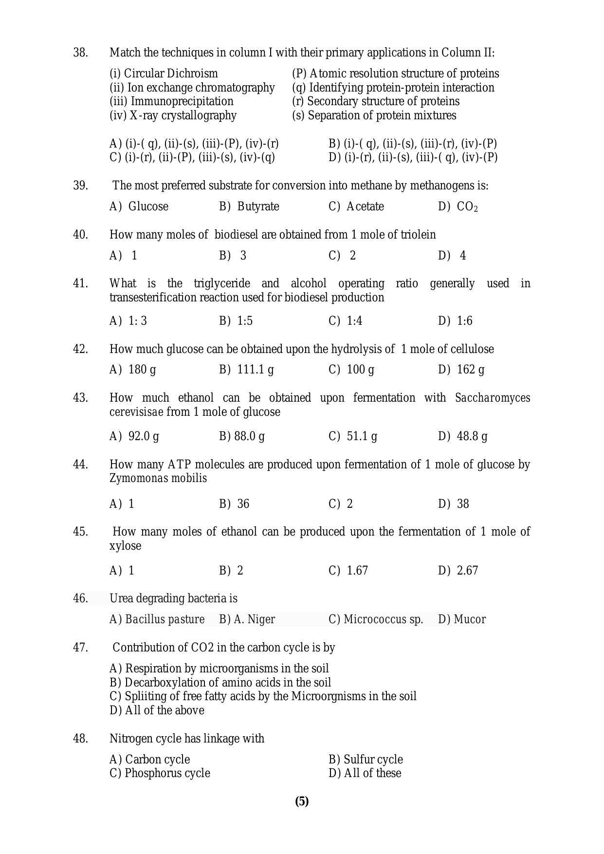 PU MPET Biotechnology Engineering 2016 Question Paper - Page 5