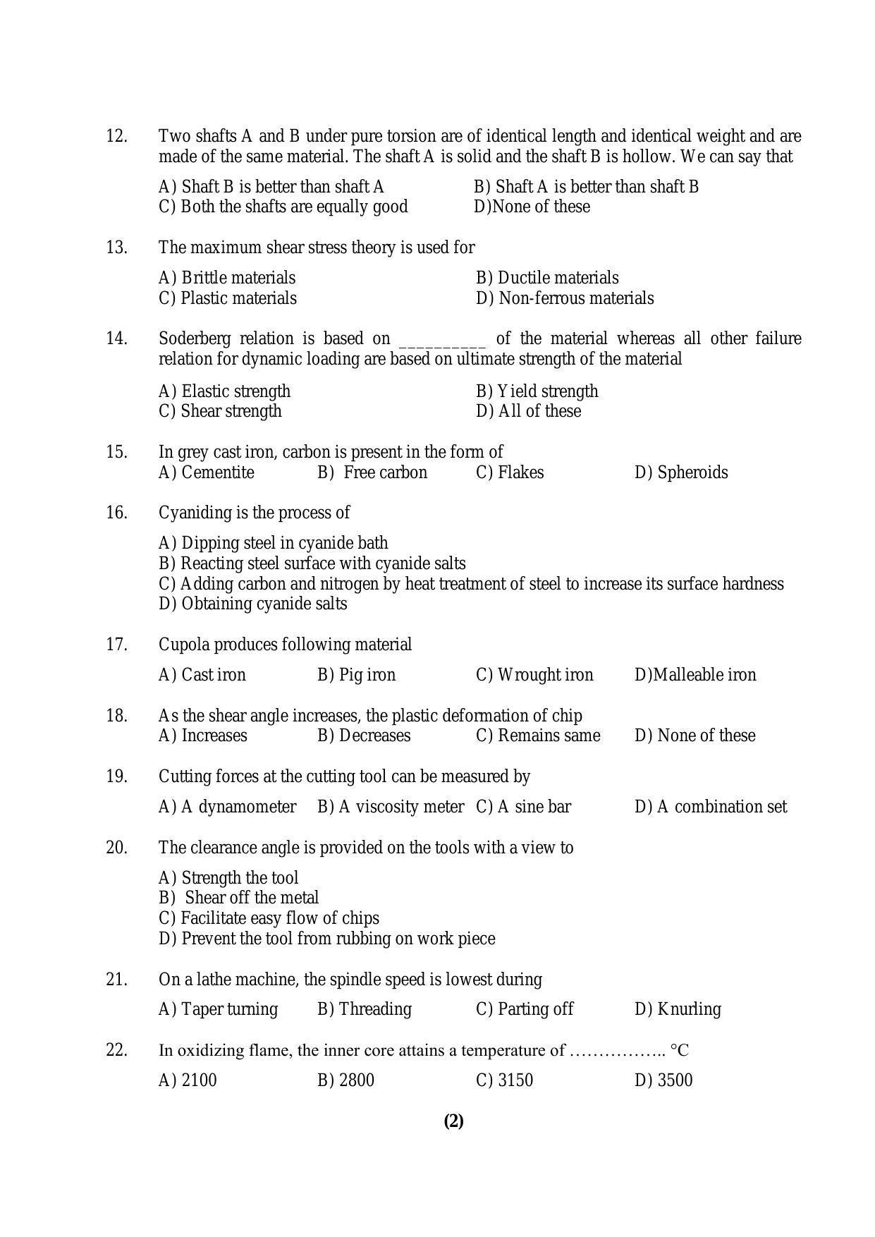 PU MPET Biotechnology Engineering 2016 Question Paper - Page 52