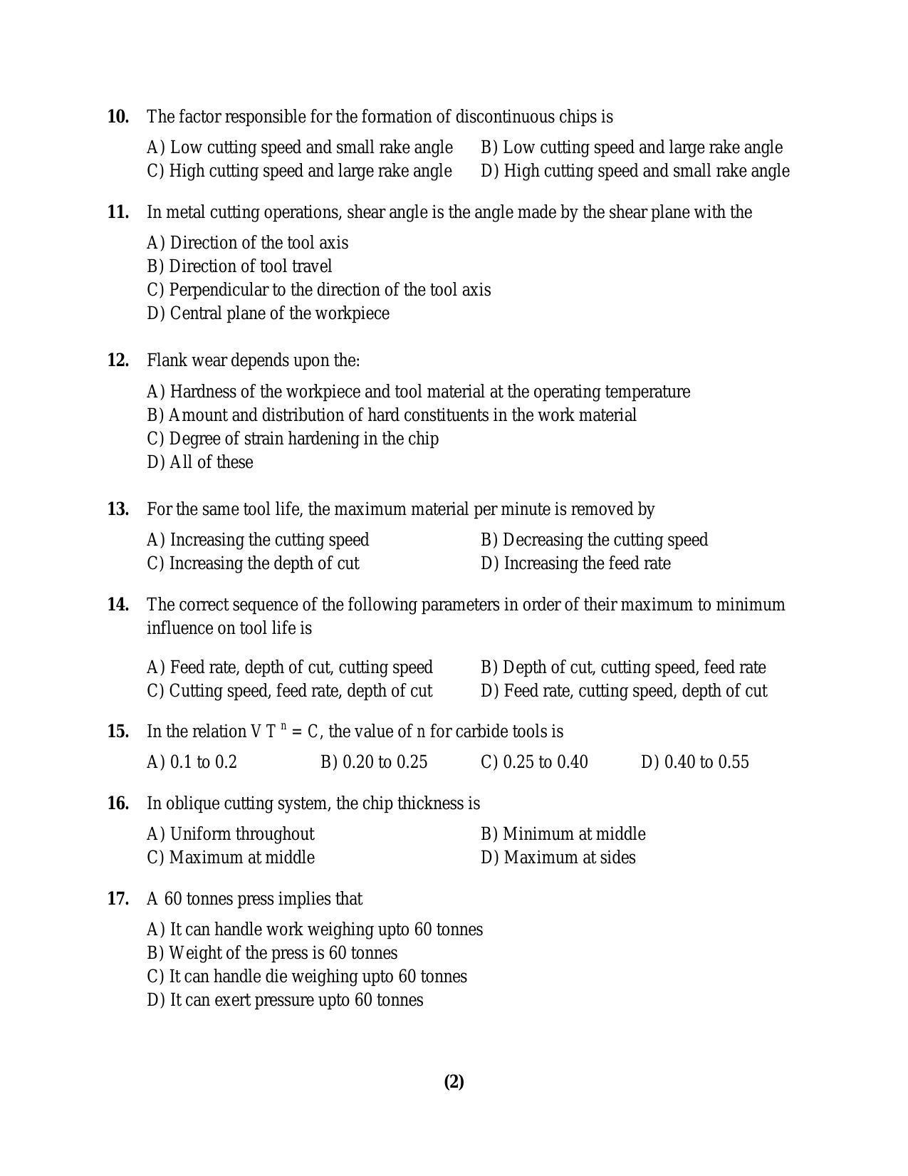 PU MPET Biotechnology Engineering 2016 Question Paper - Page 57