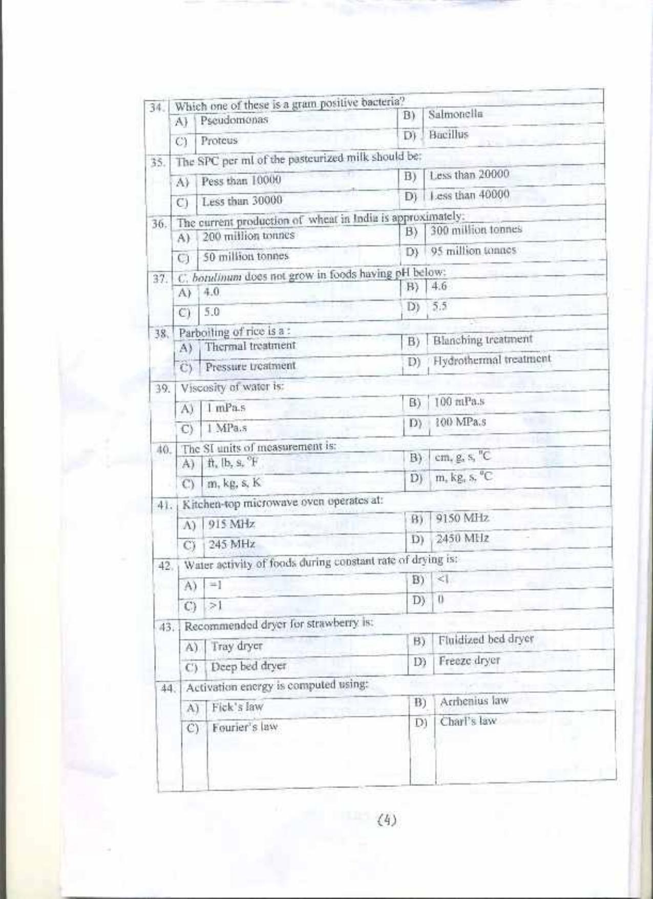 PU MPET Biotechnology Engineering 2016 Question Paper - Page 68