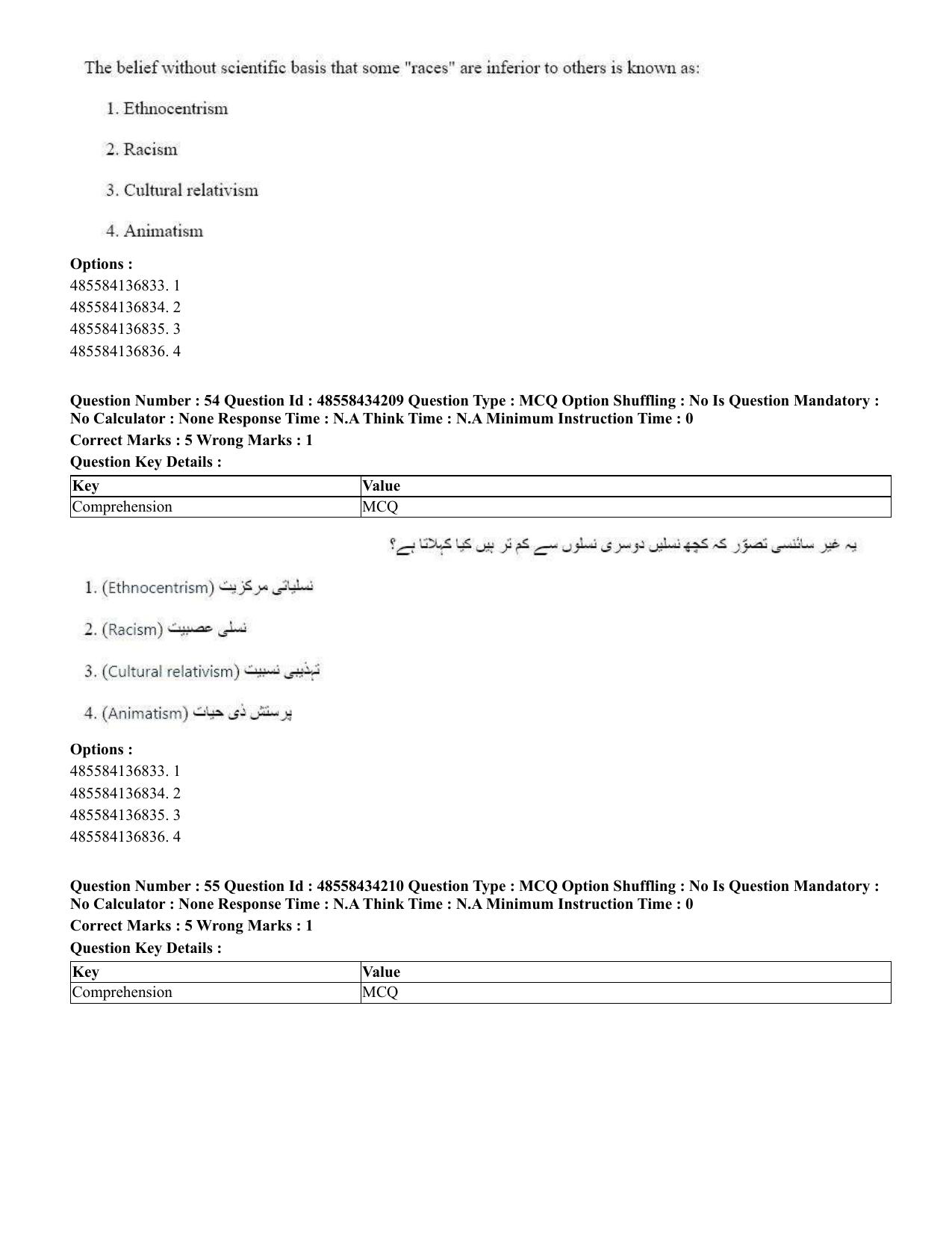 CUET 2023 English Urdu Shift 3 Question Paper - 18 June 2023 - Page 42