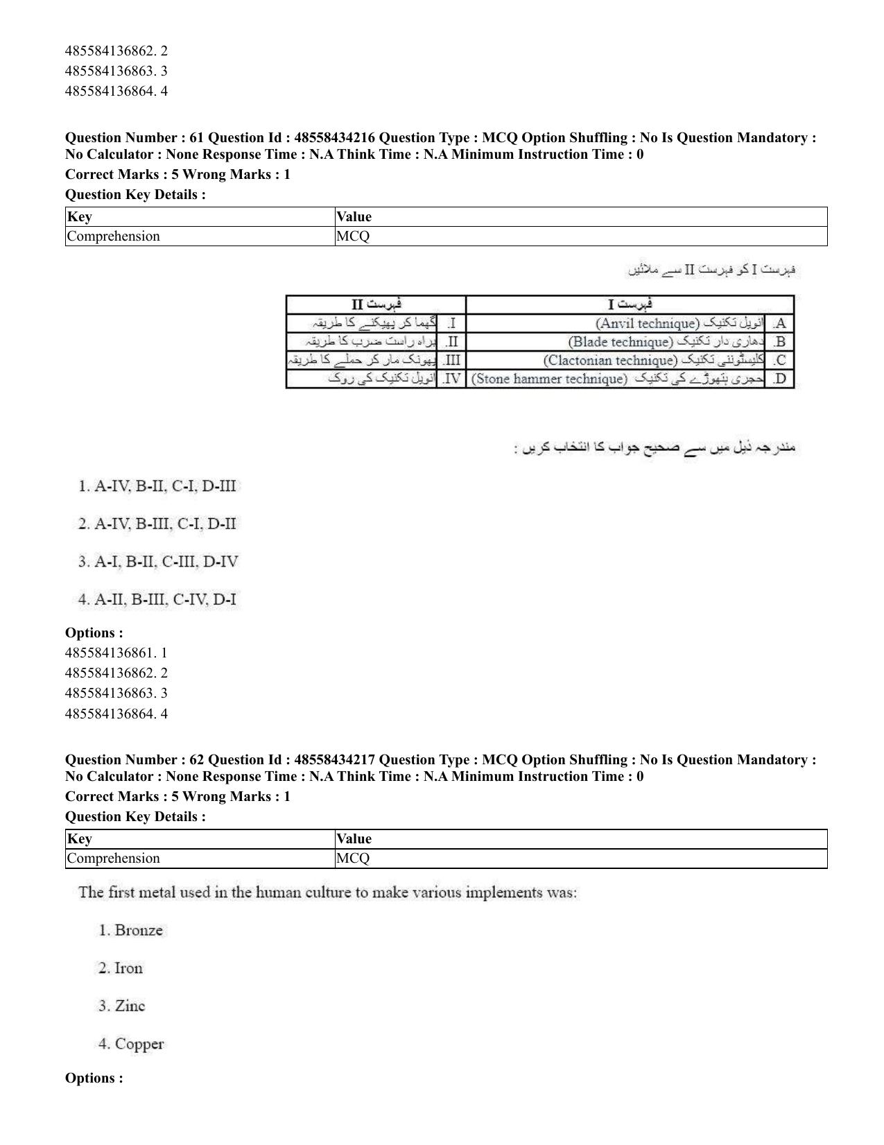 CUET 2023 English Urdu Shift 3 Question Paper - 18 June 2023 - Page 50