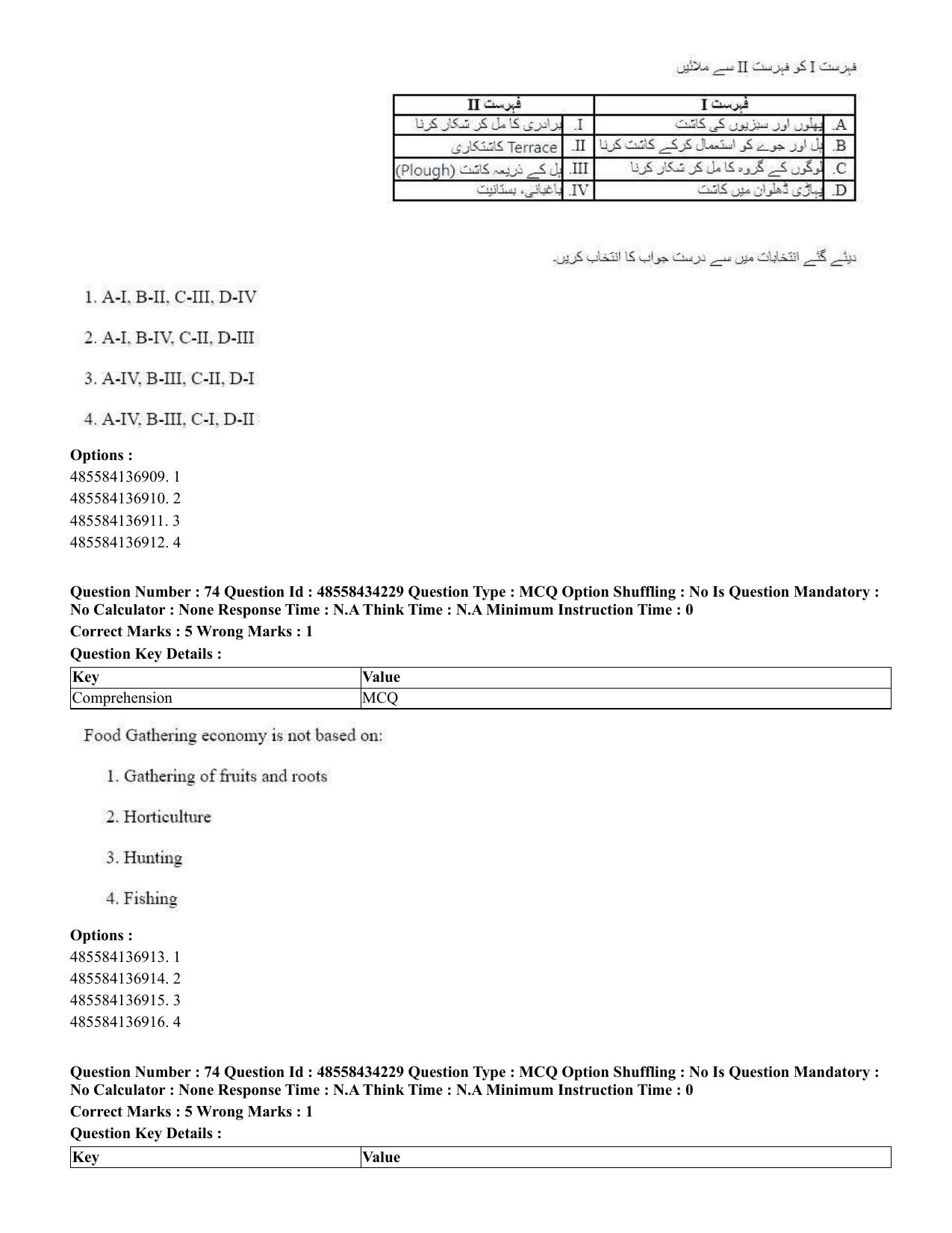 CUET 2023 English Urdu Shift 3 Question Paper - 18 June 2023 - Page 63