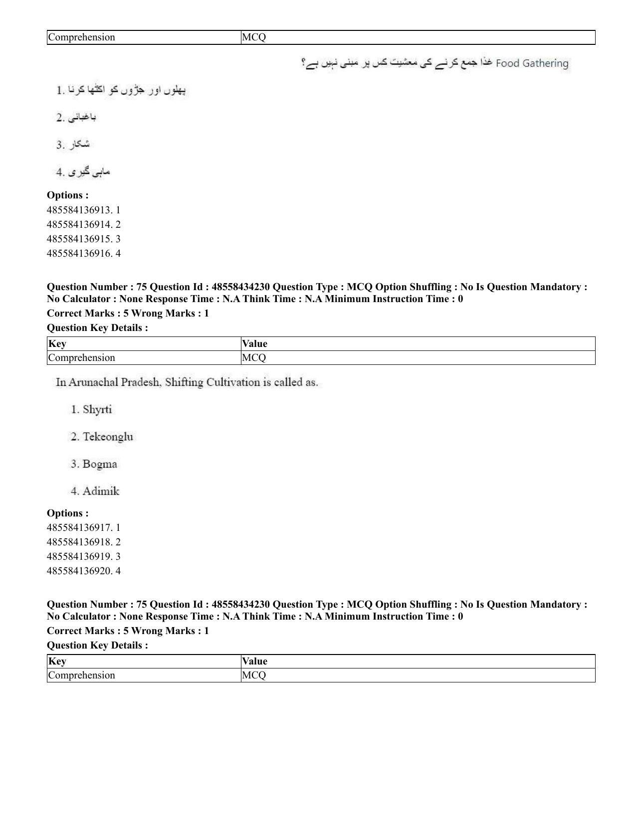 CUET 2023 English Urdu Shift 3 Question Paper - 18 June 2023 - Page 64
