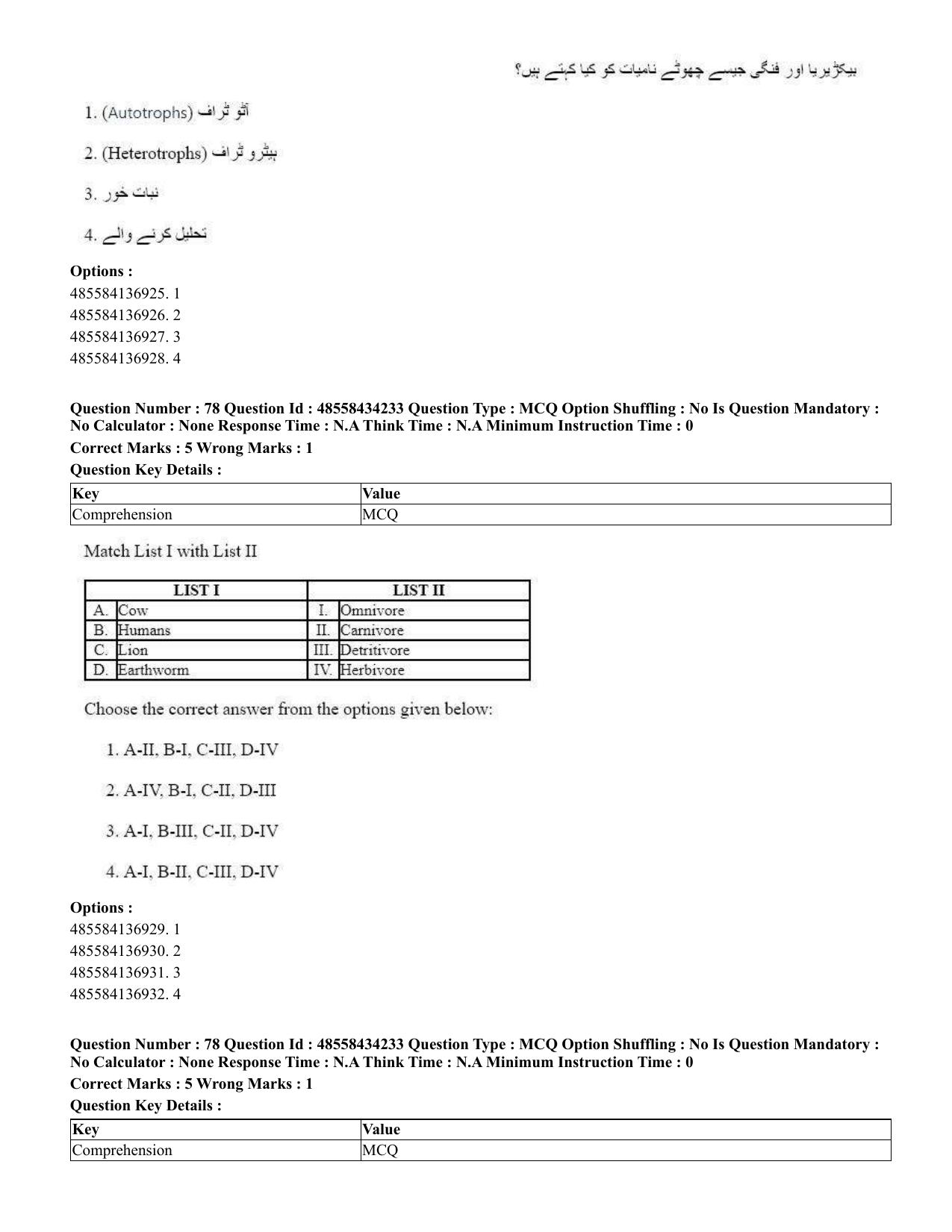 CUET 2023 English Urdu Shift 3 Question Paper - 18 June 2023 - Page 67