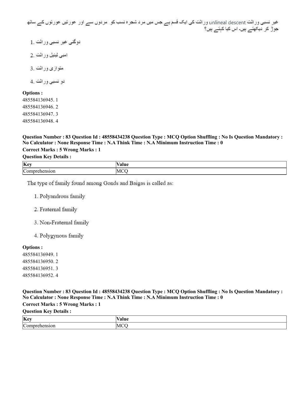 CUET 2023 English Urdu Shift 3 Question Paper - 18 June 2023 - Page 72