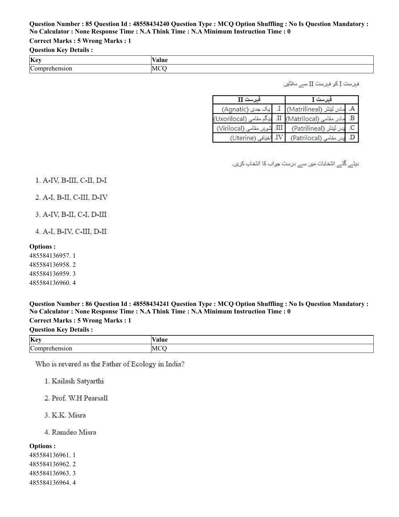CUET 2023 English Urdu Shift 3 Question Paper - 18 June 2023 - Page 75