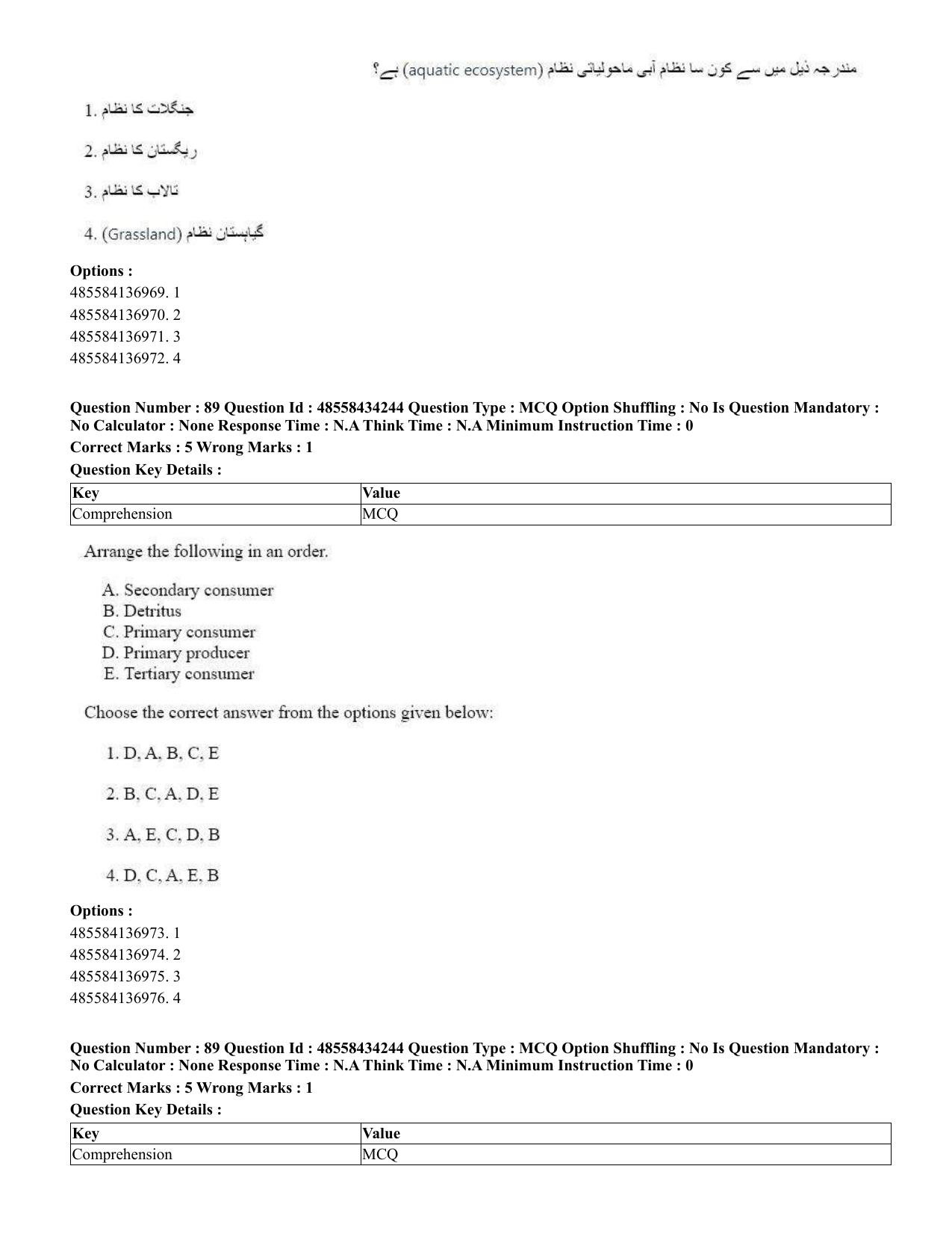 CUET 2023 English Urdu Shift 3 Question Paper - 18 June 2023 - Page 78