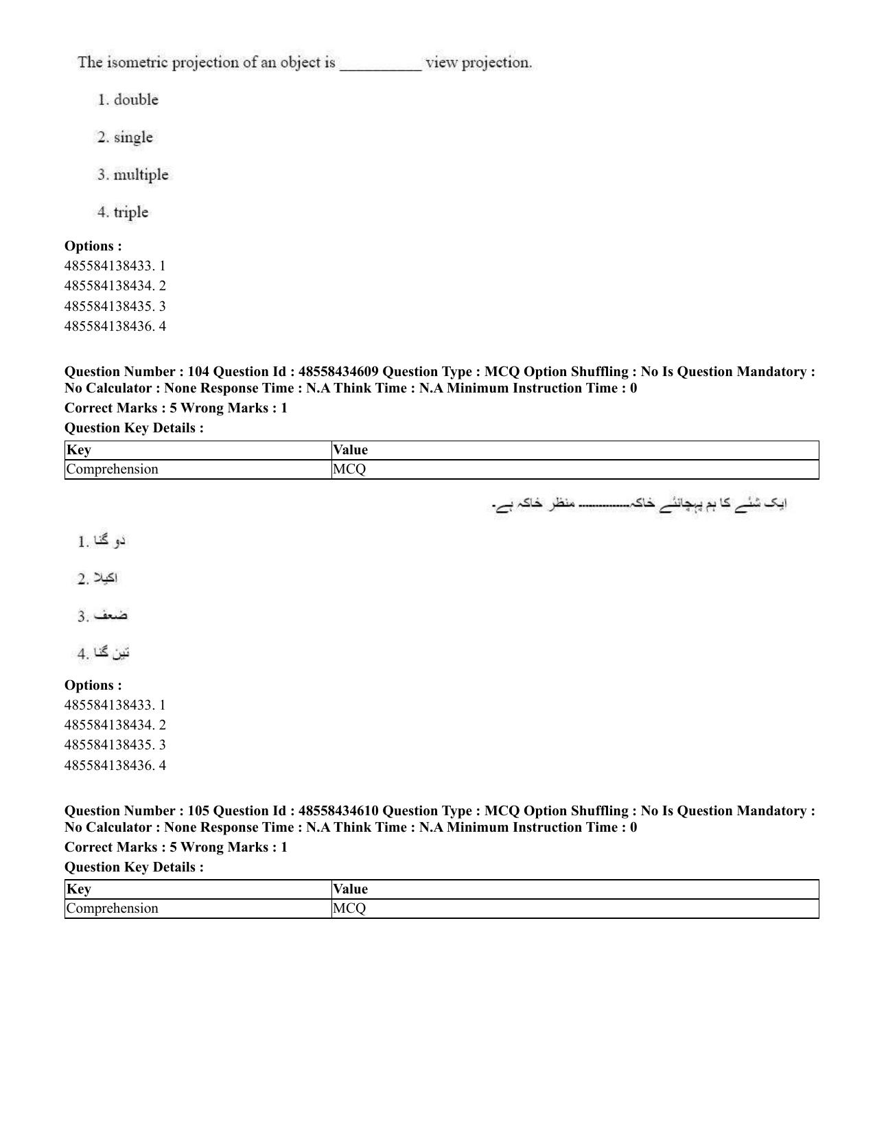 CUET 2023 English Urdu Shift 3 Question Paper - 18 June 2023 - Page 96