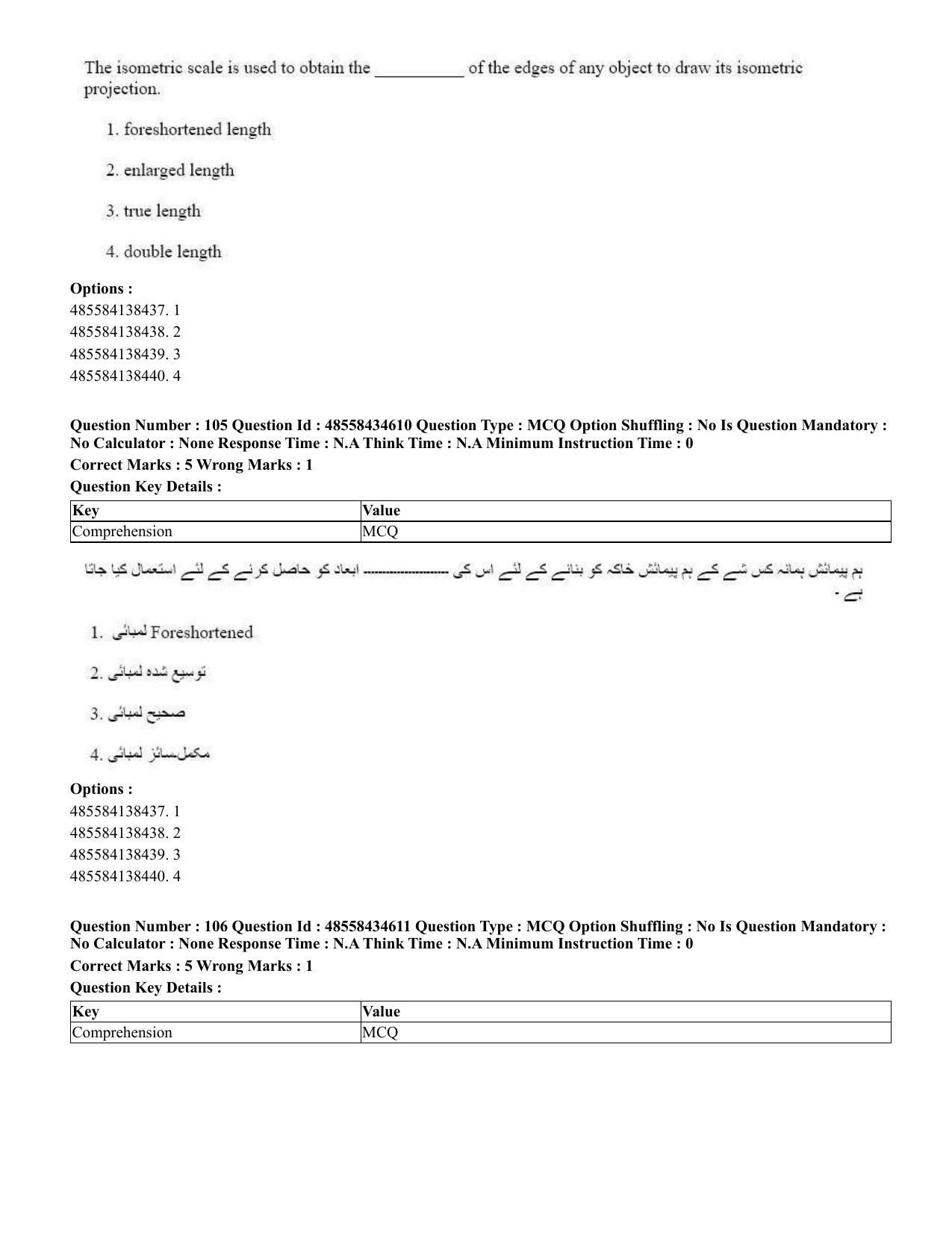 CUET 2023 English Urdu Shift 3 Question Paper - 18 June 2023 - Page 97