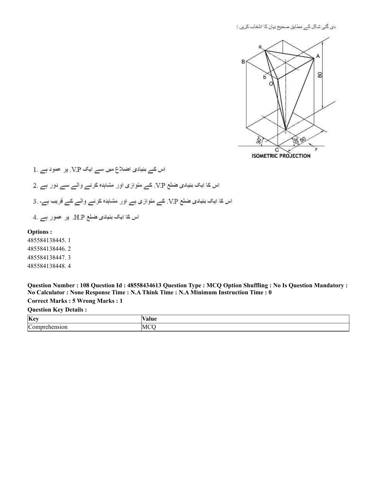 CUET 2023 English Urdu Shift 3 Question Paper - 18 June 2023 - Page 101