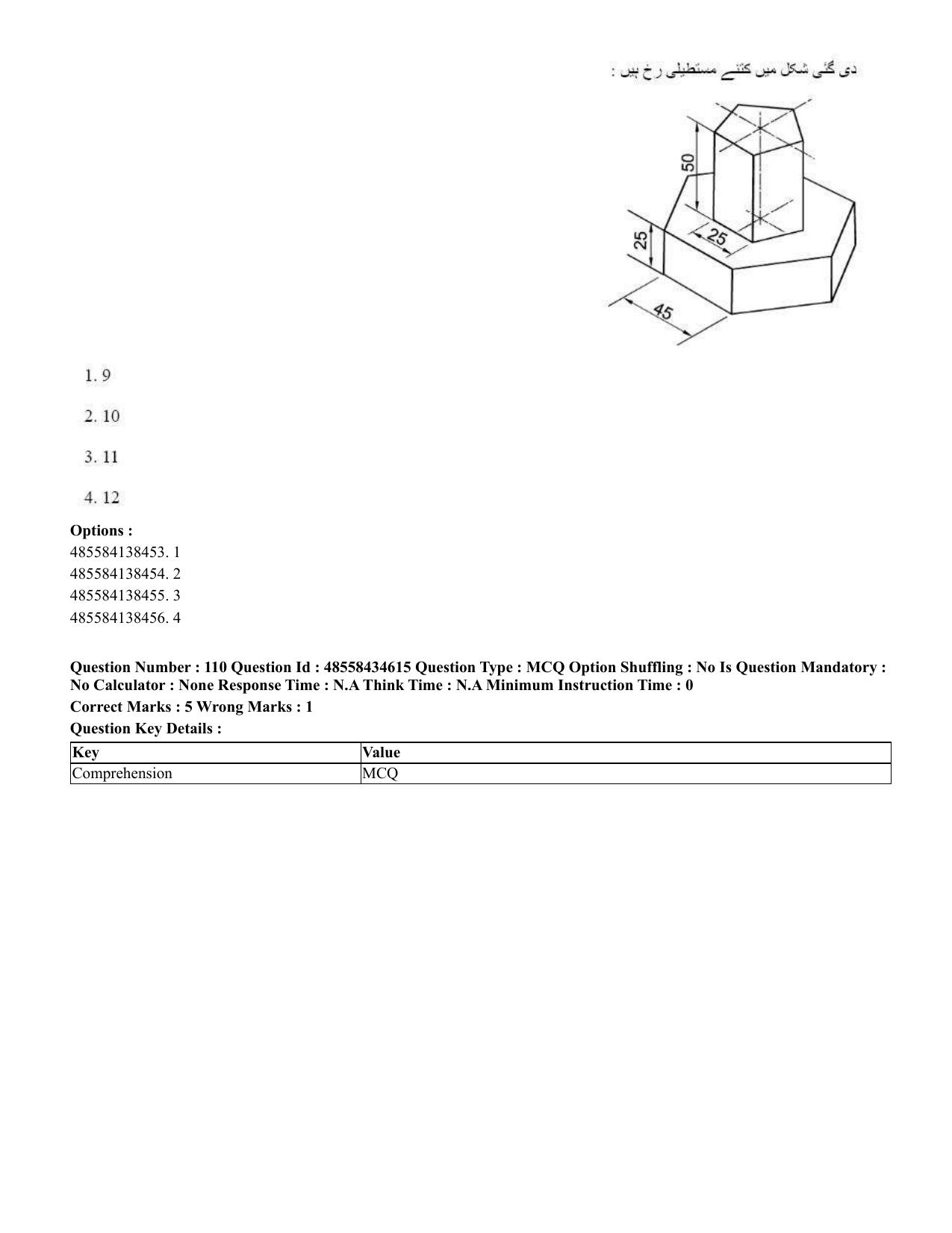 CUET 2023 English Urdu Shift 3 Question Paper - 18 June 2023 - Page 105