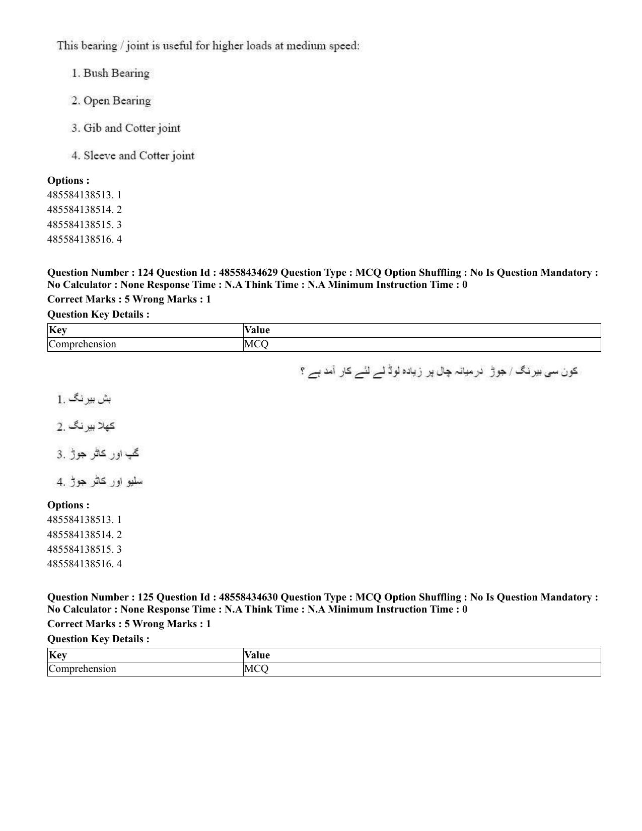 CUET 2023 English Urdu Shift 3 Question Paper - 18 June 2023 - Page 121