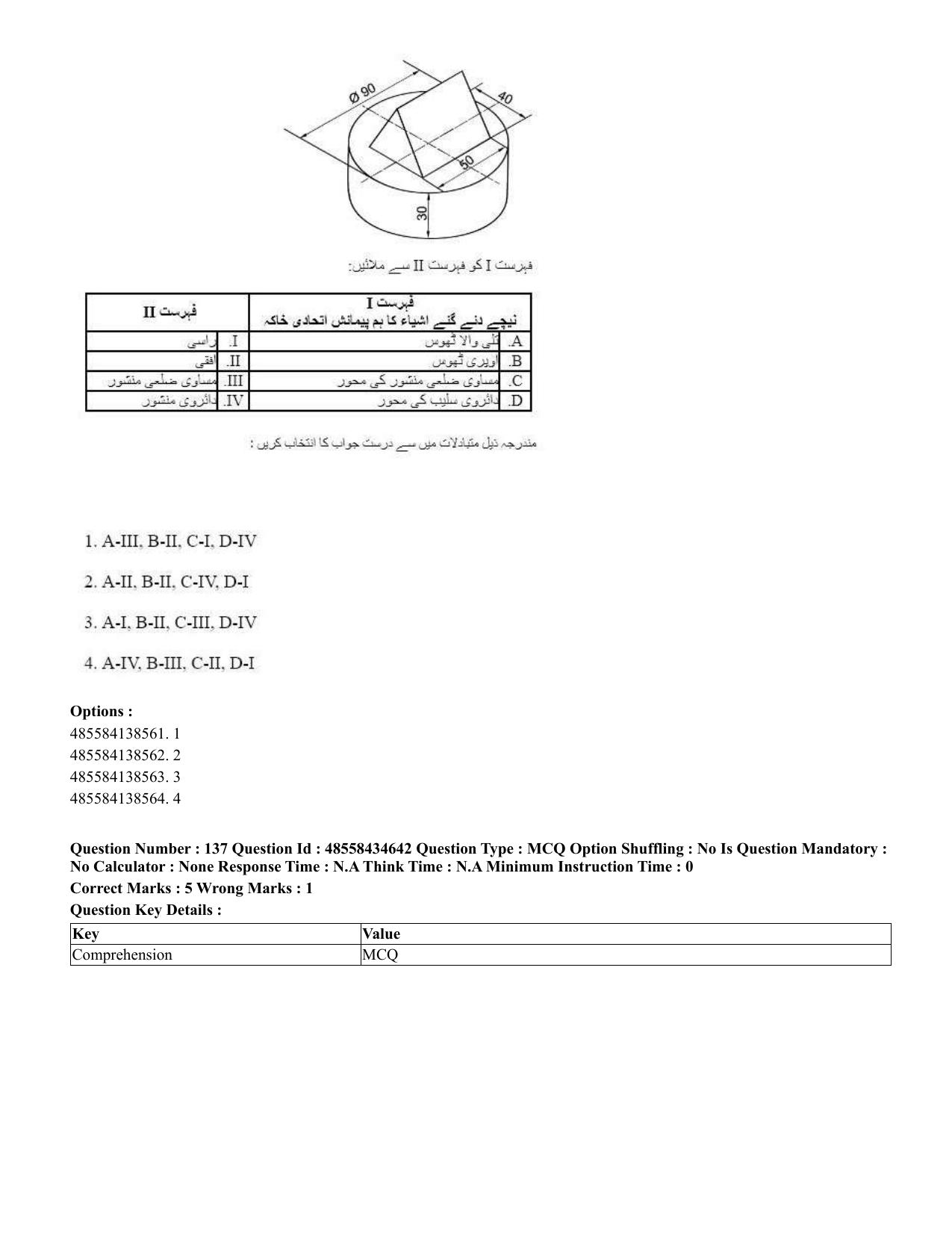 CUET 2023 English Urdu Shift 3 Question Paper - 18 June 2023 - Page 138